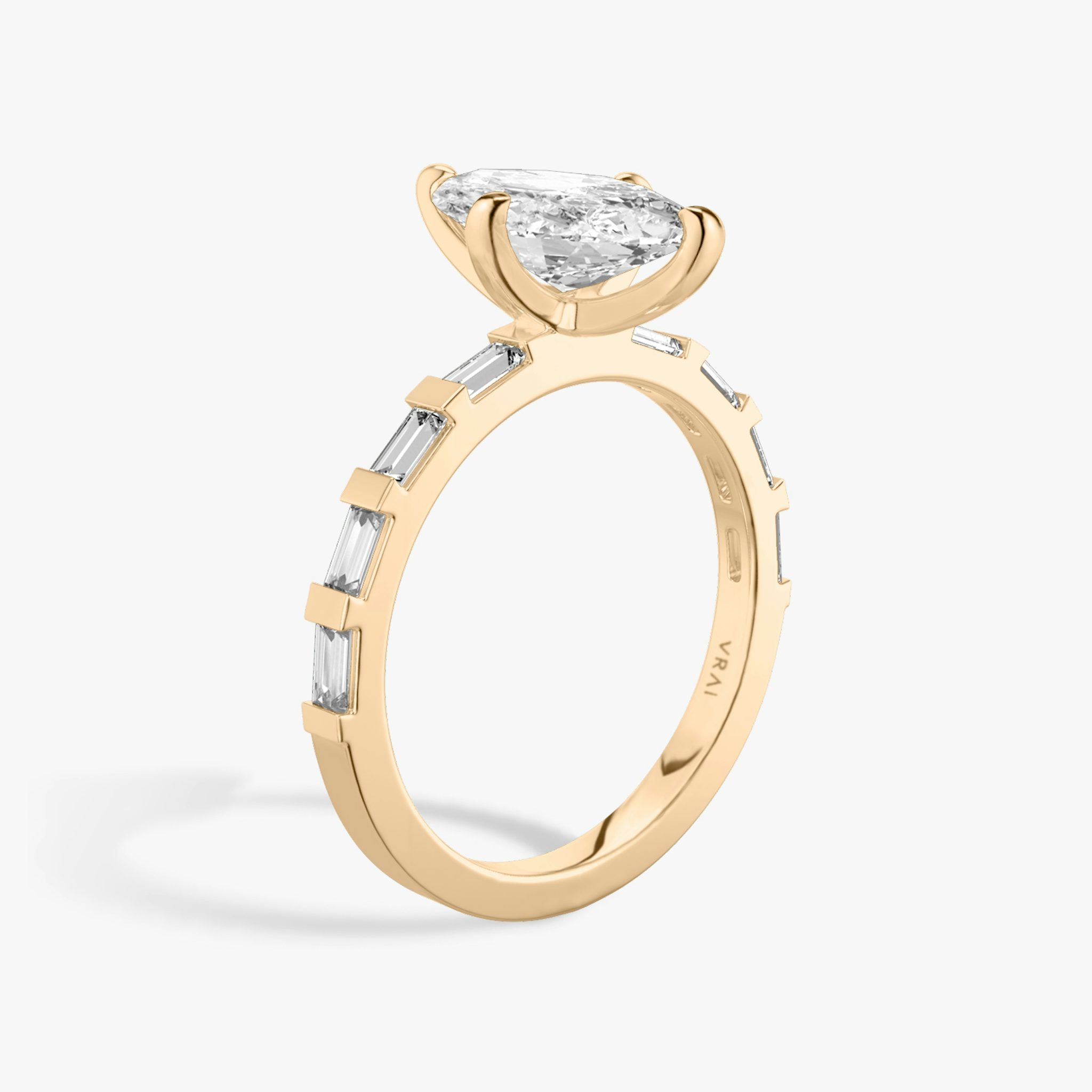 The Baguette Bar | Marquise | 14k | Rose Gold | bandAccent: Pavé | diamondOrientation: vertical | caratWeight: other
