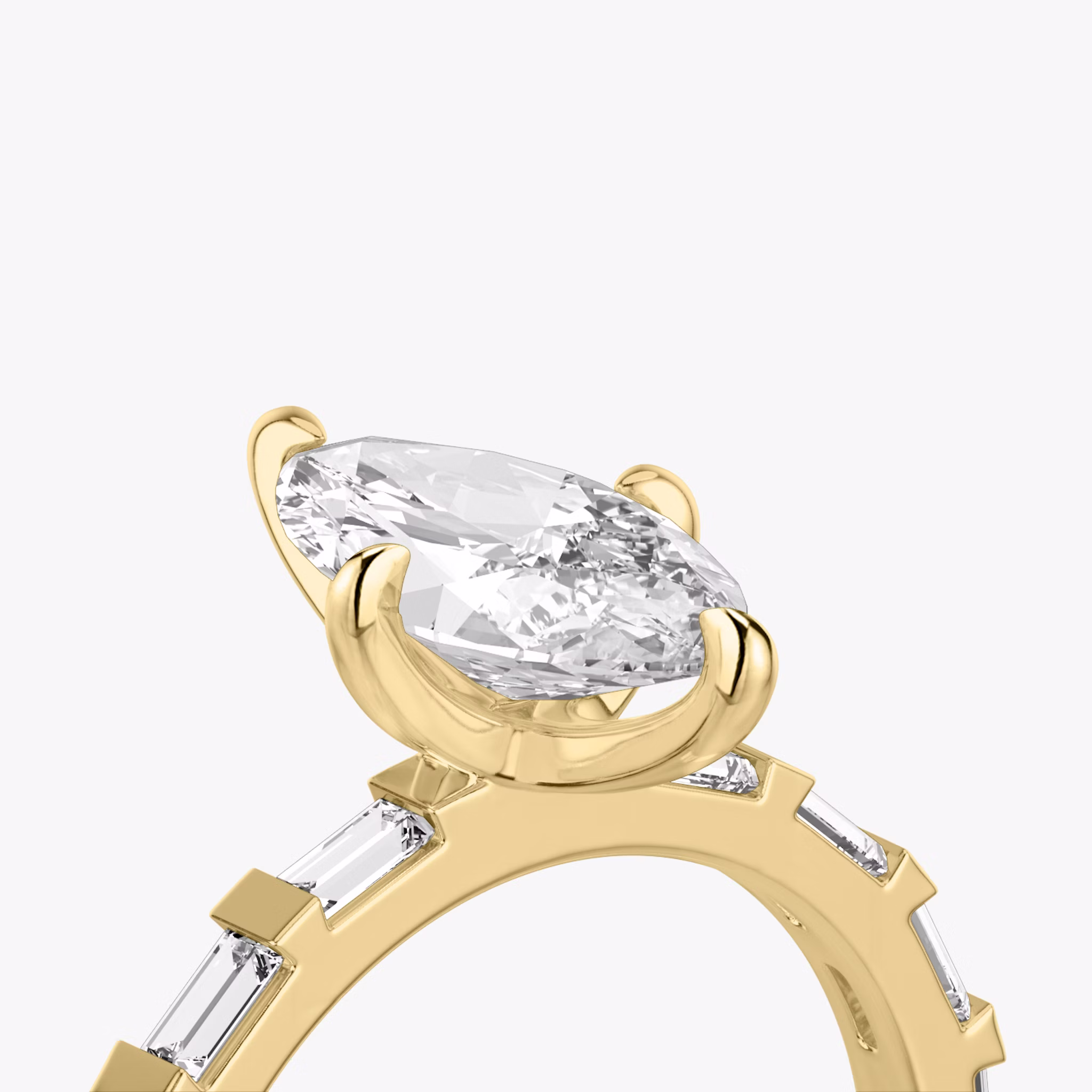 The Baguette Bar | Marquise | 18k | Yellow Gold | bandAccent: Pavé | diamondOrientation: vertical | caratWeight: other