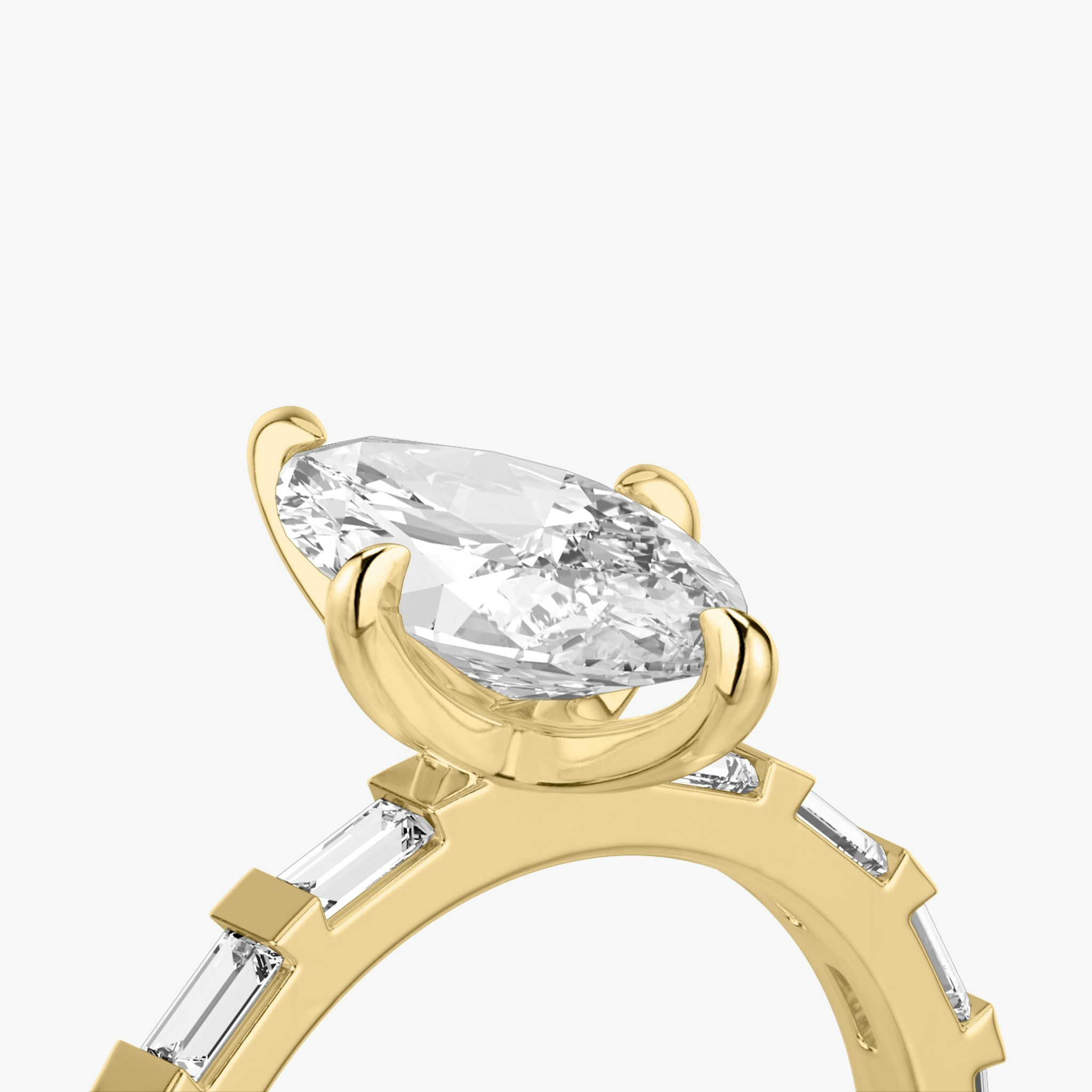 The Baguette Bar | Marquise | 18k | Yellow Gold | bandAccent: Pavé | diamondOrientation: vertical | caratWeight: other