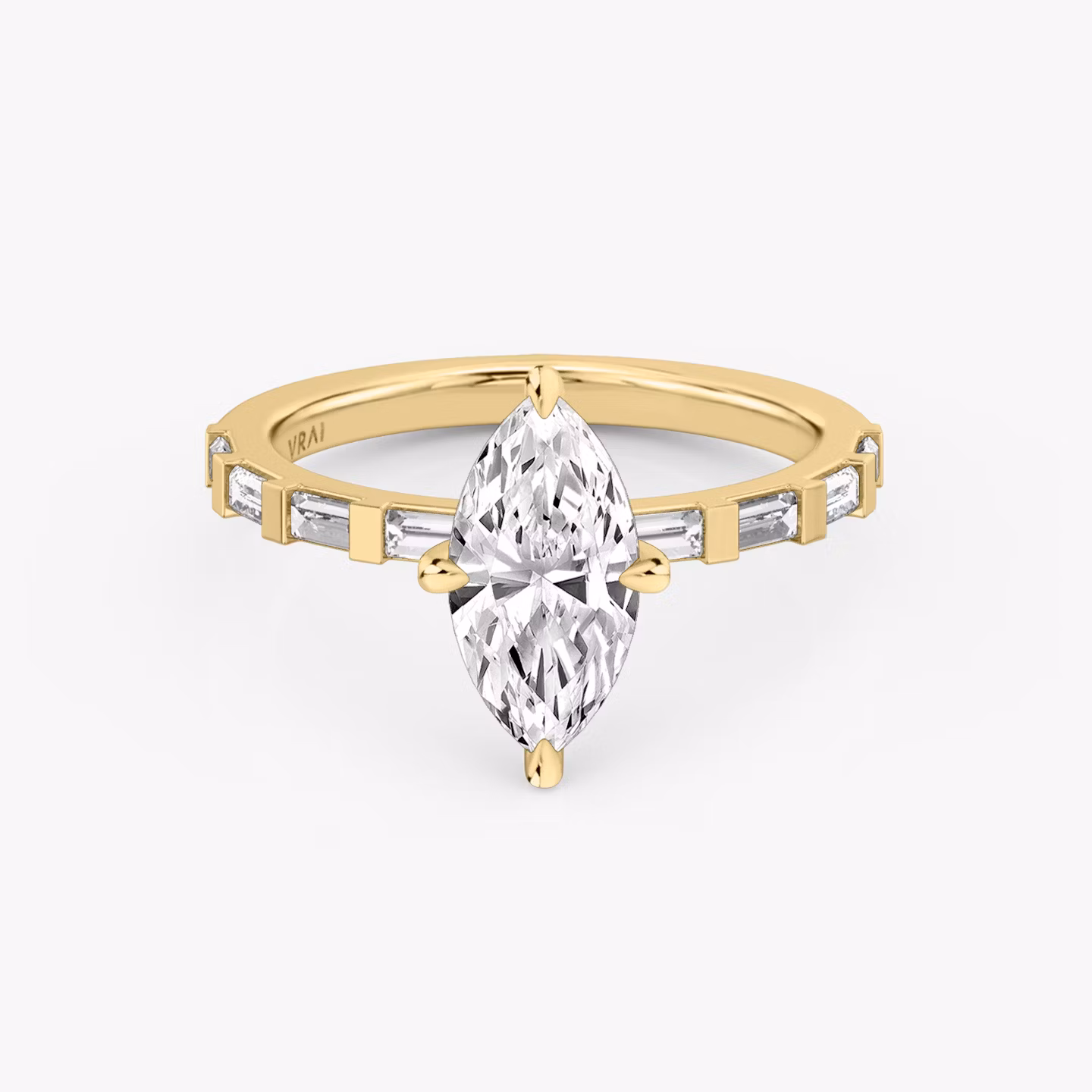 The Baguette Bar | Marquise | 18k | Yellow Gold | bandAccent: Pavé | diamondOrientation: vertical | caratWeight: other