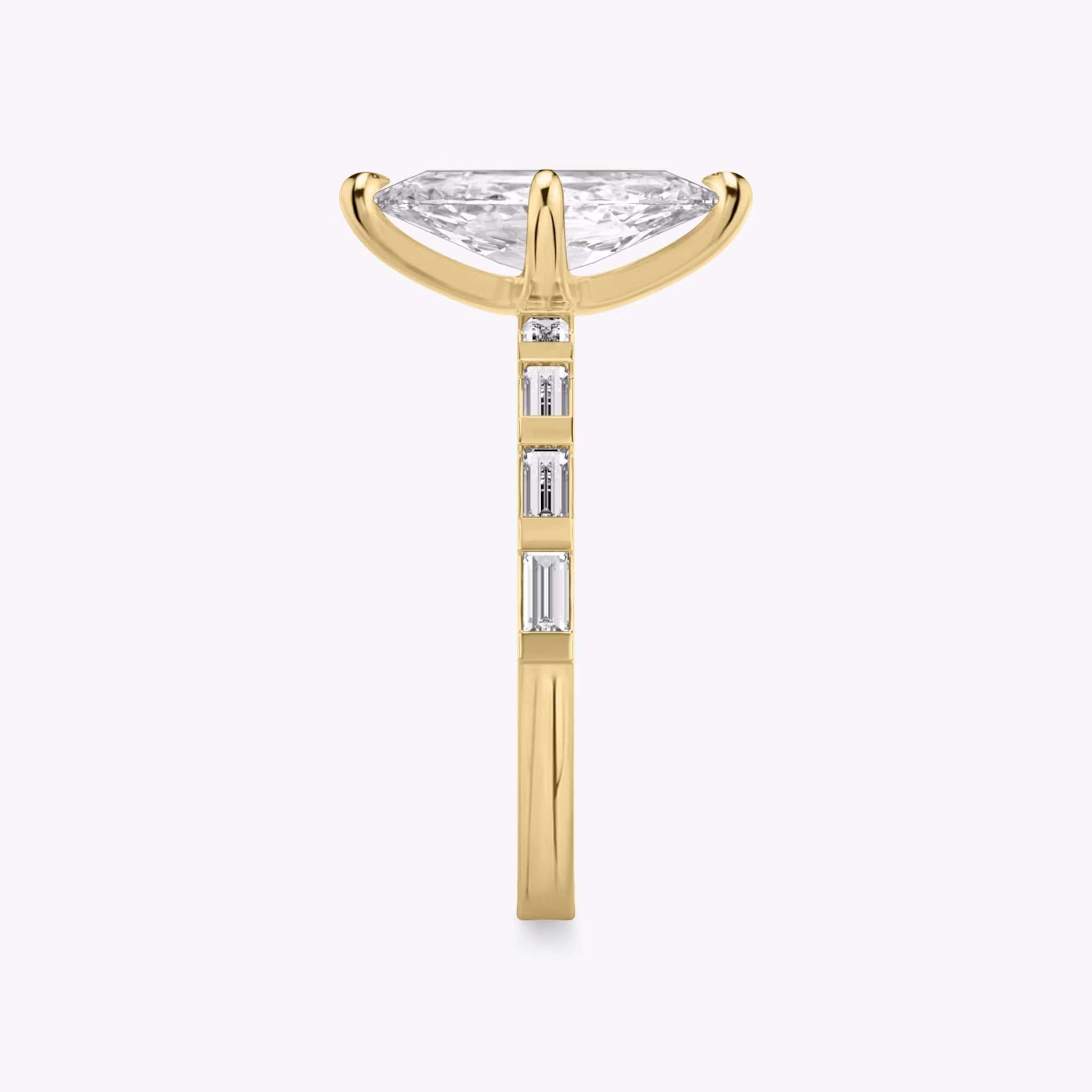 The Baguette Bar | Marquise | 18k | Yellow Gold | bandAccent: Pavé | diamondOrientation: vertical | caratWeight: other