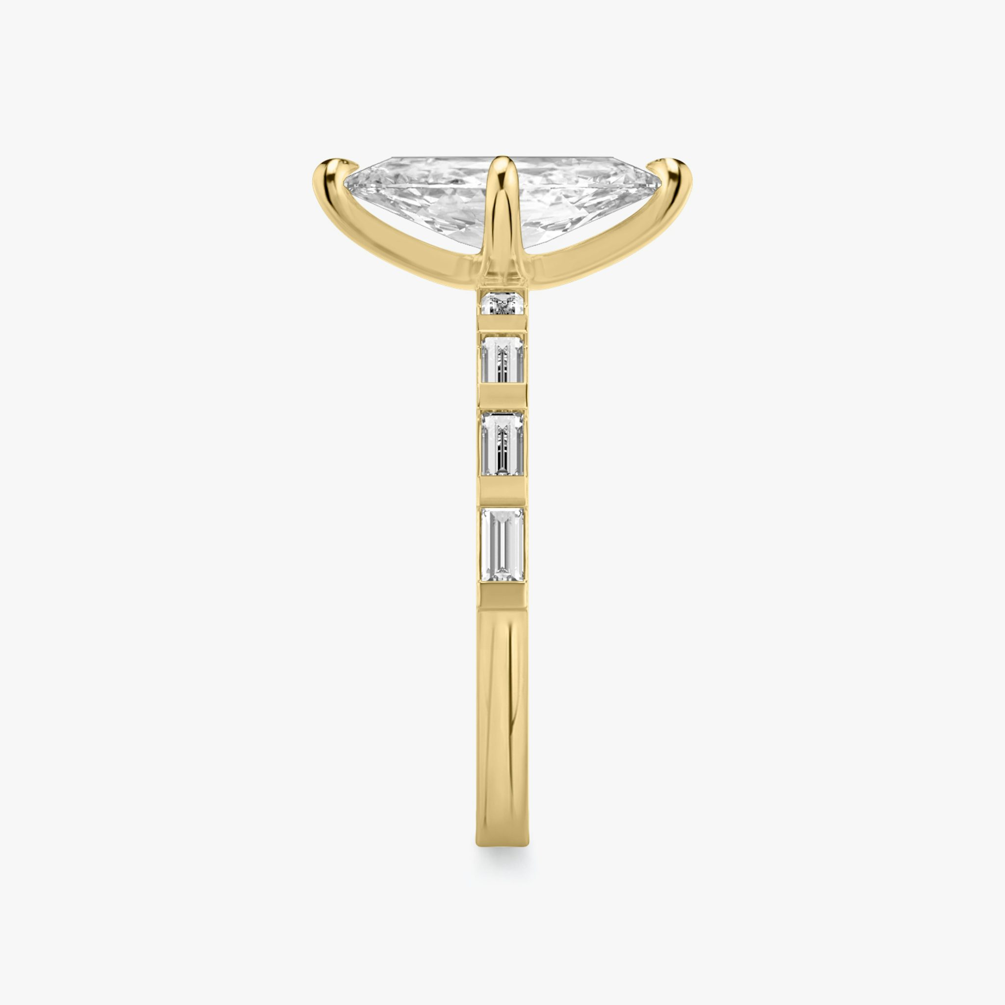 The Baguette Bar | Marquise | 18k | Yellow Gold | bandAccent: Pavé | diamondOrientation: vertical | caratWeight: other