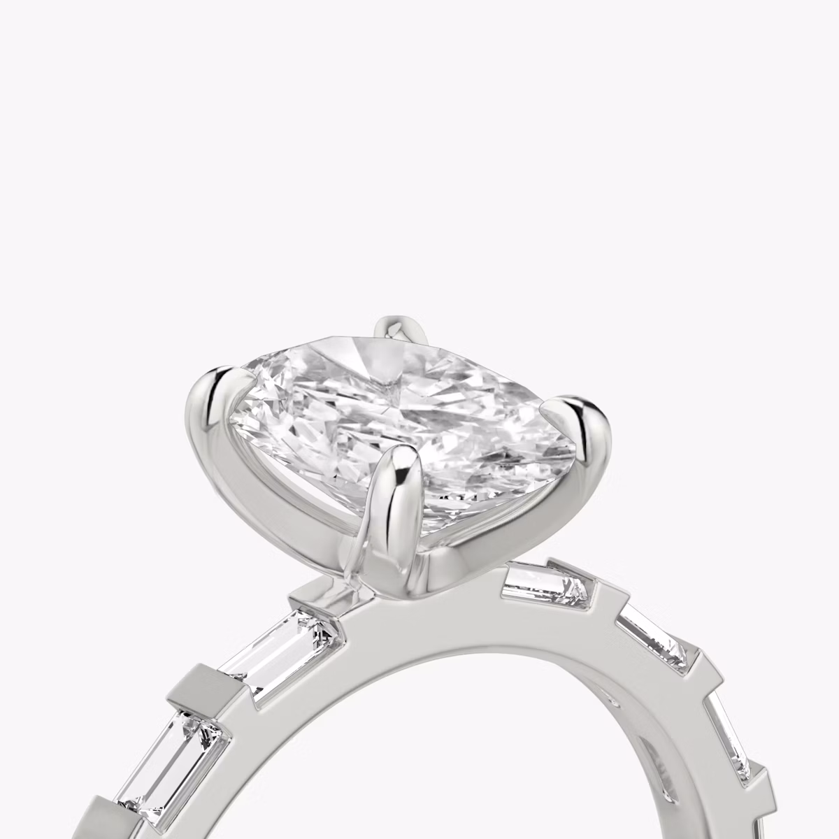 The Baguette Bar | Oval | Platinum | bandAccent: Pavé | diamondOrientation: vertical | caratWeight: other