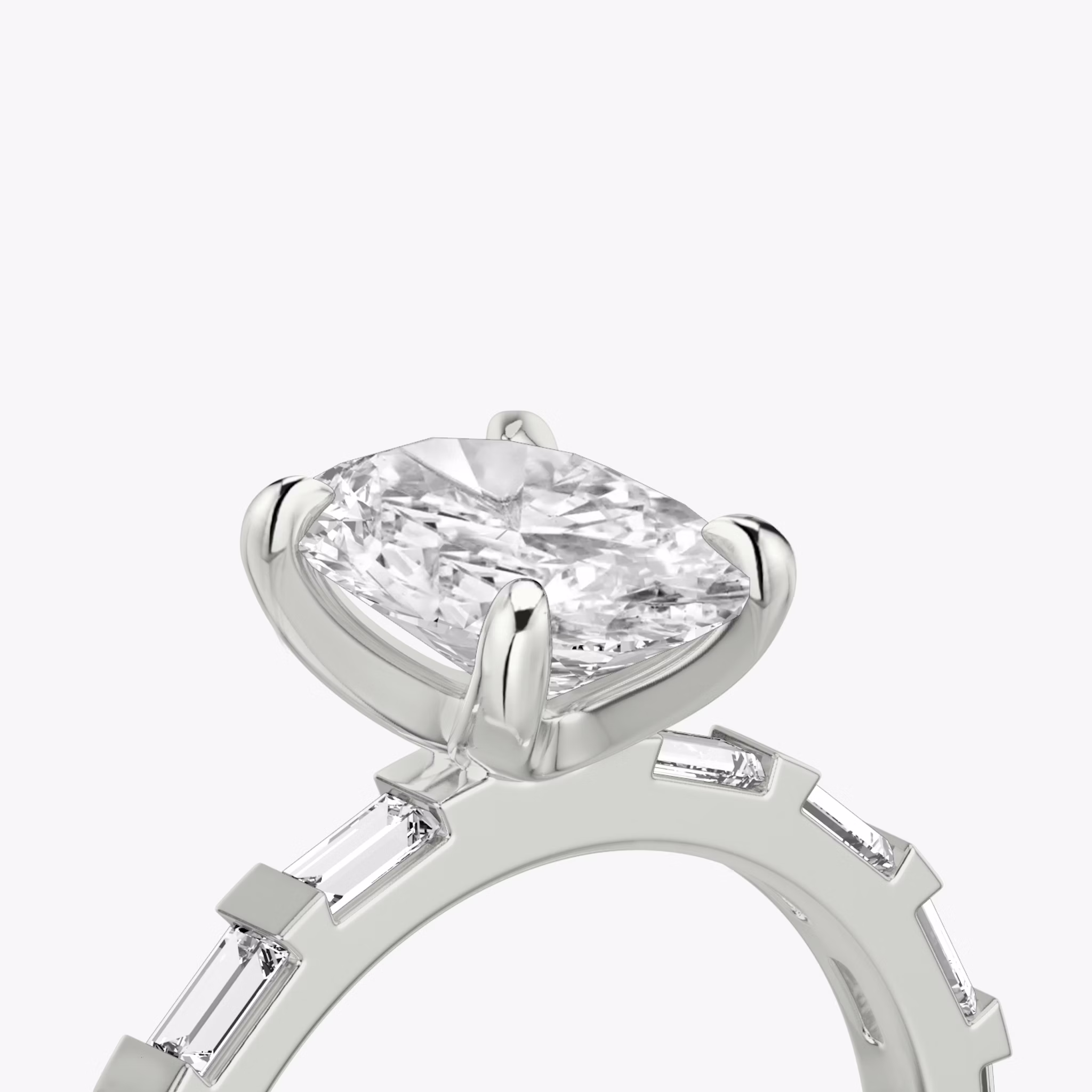 The Baguette Bar | Oval | Platinum | bandAccent: Pavé | diamondOrientation: vertical | caratWeight: other