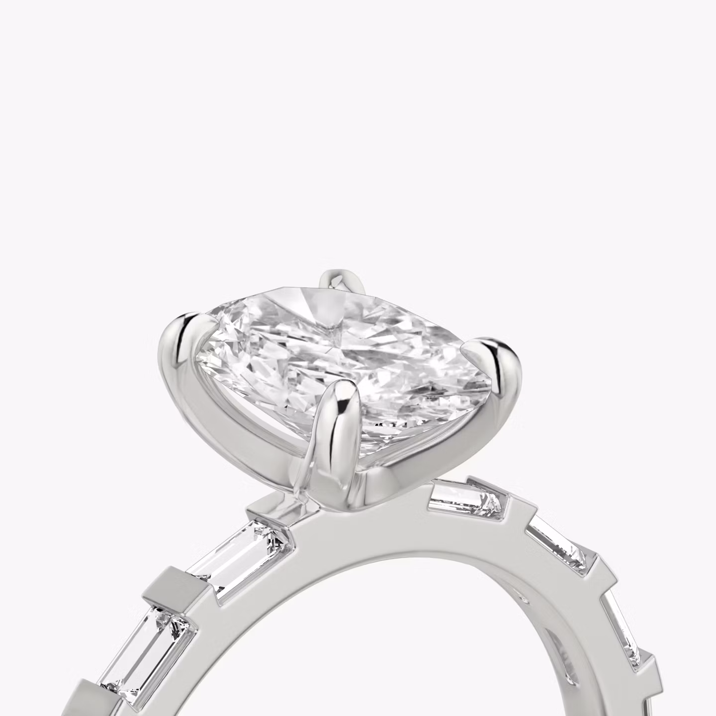 Baguette Bar | Oval | Platin | bandAccent: Mit Pavé-Besatz | diamondOrientation: vertical | caratWeight: other