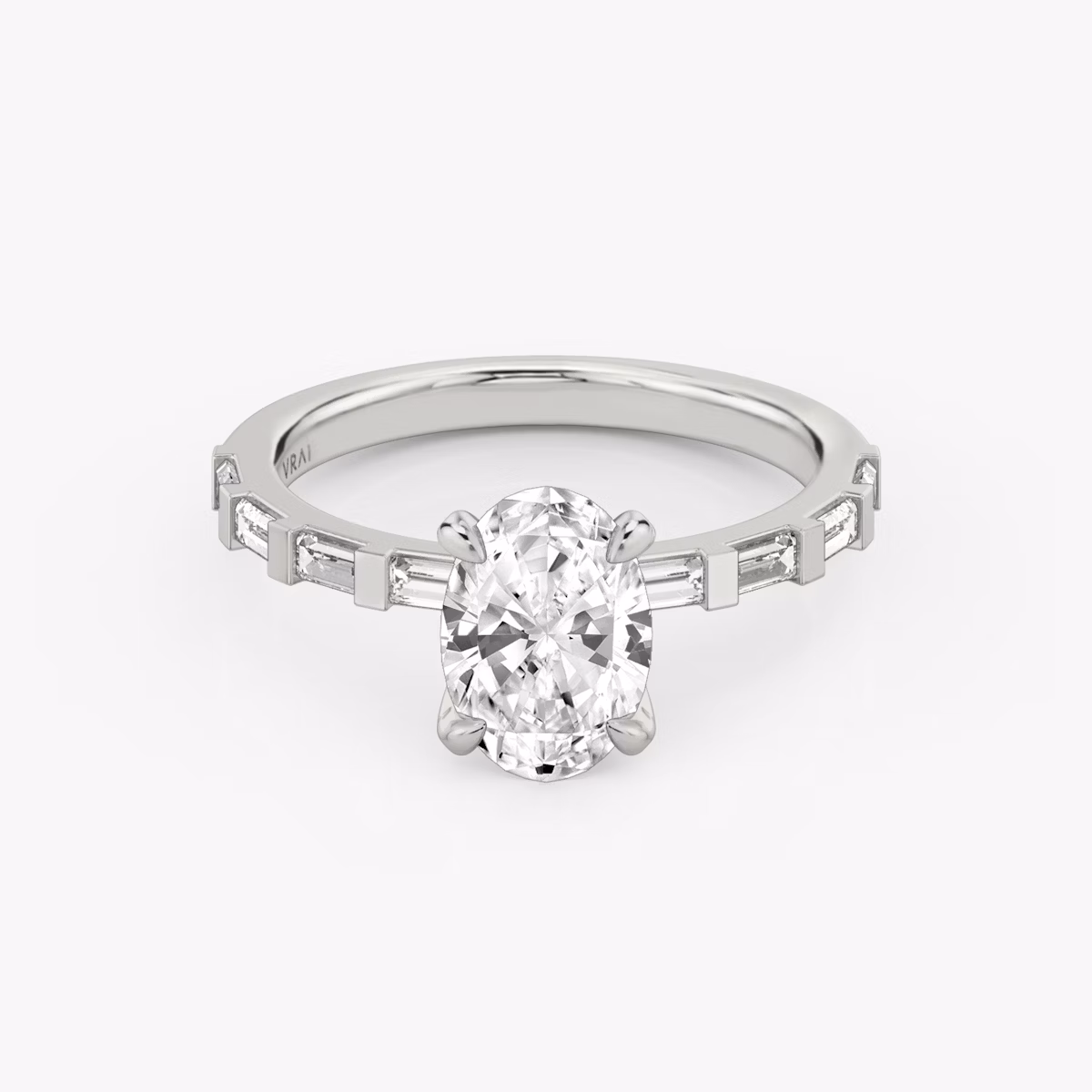 The Baguette Bar | Oval | Platinum | bandAccent: Pavé | diamondOrientation: vertical | caratWeight: other