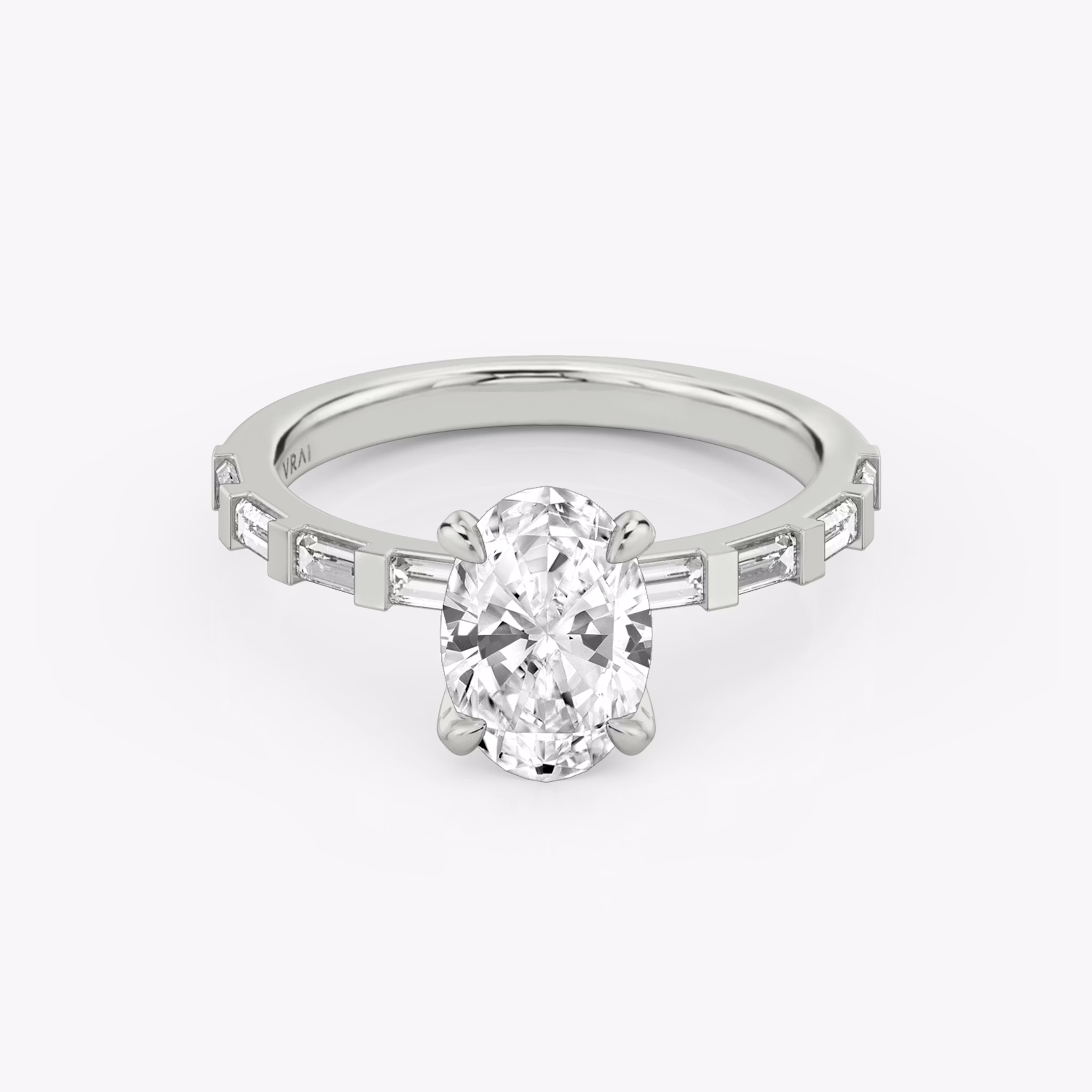 The Baguette Bar | Oval | Platinum | bandAccent: Pavé | diamondOrientation: vertical | caratWeight: other
