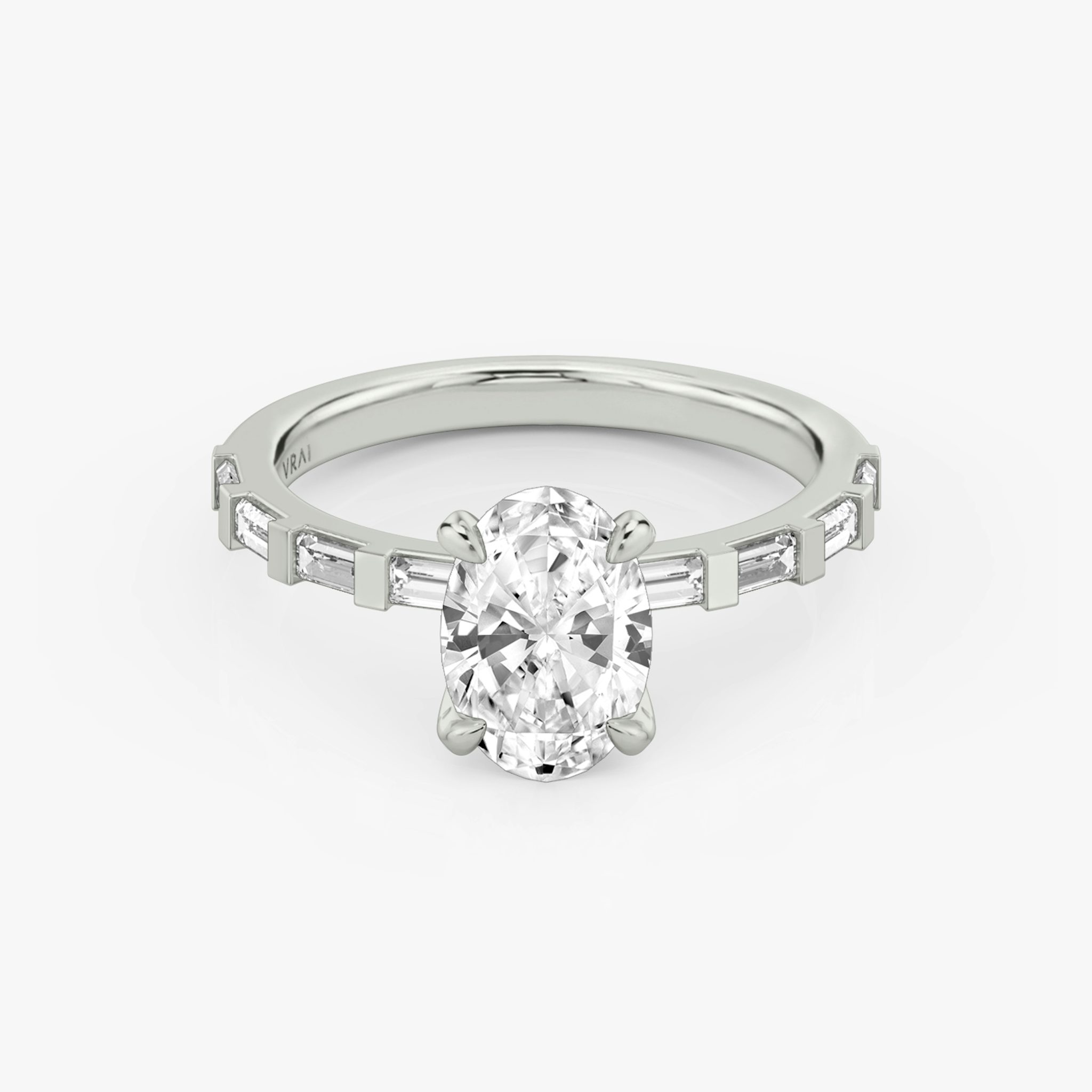The Baguette Bar | Oval | Platinum | bandAccent: Pavé | diamondOrientation: vertical | caratWeight: other