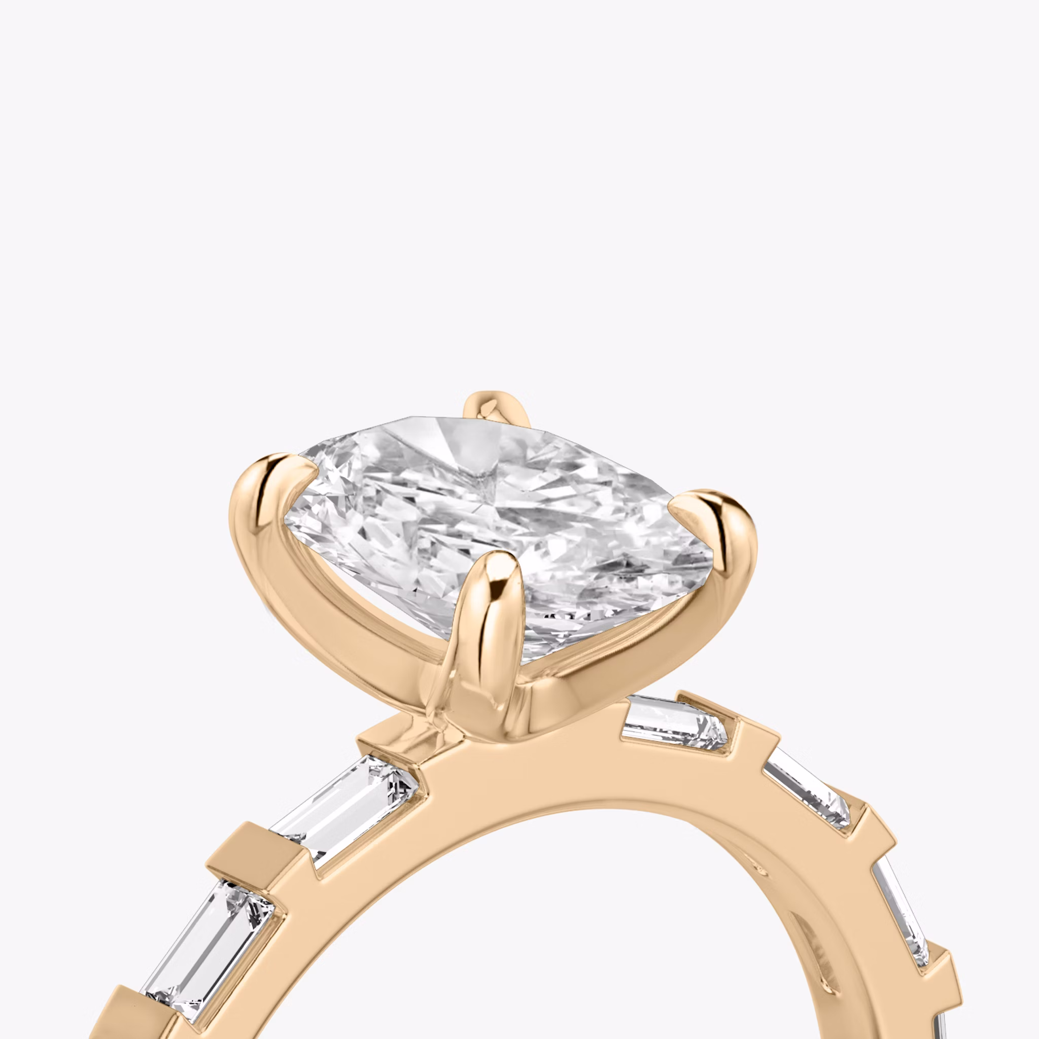 The Baguette Bar | Oval | 14k | Rose Gold | bandAccent: Pavé | diamondOrientation: vertical | caratWeight: other