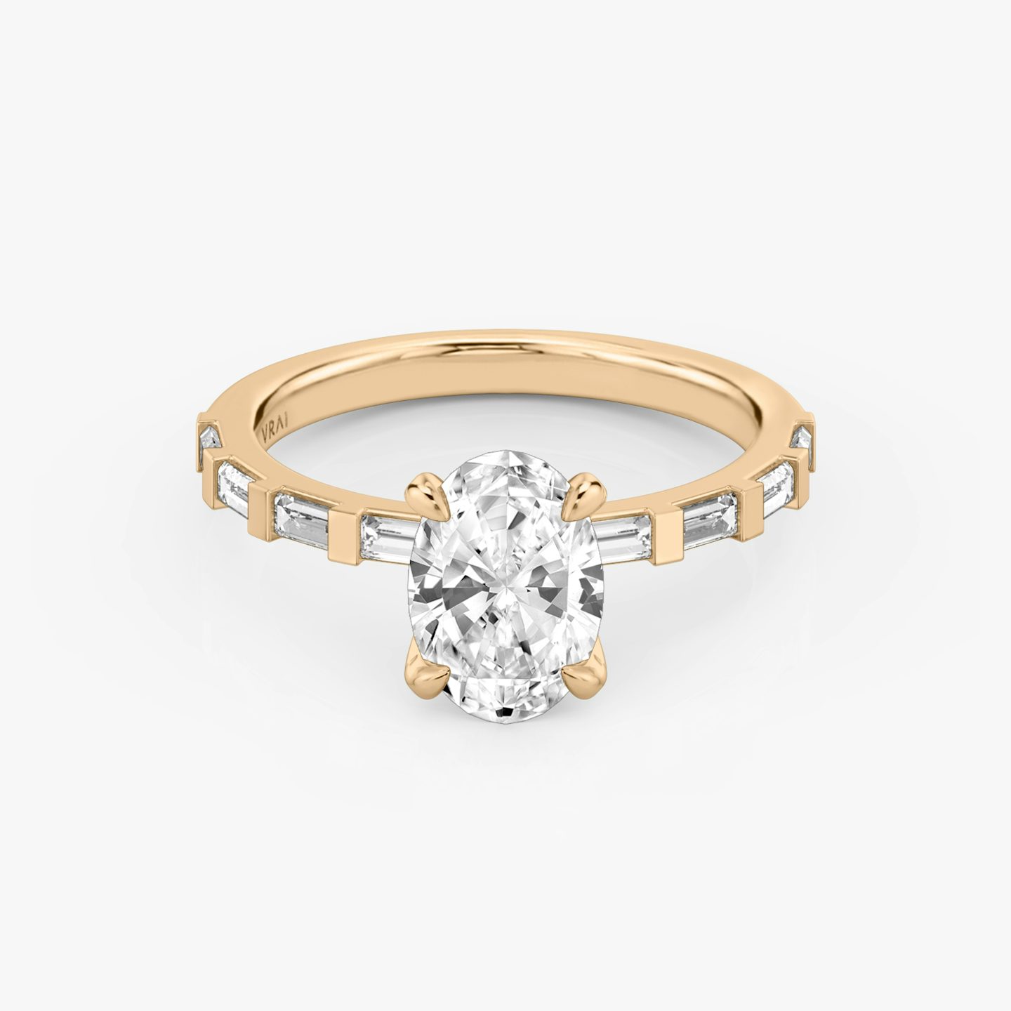 The Baguette Bar | Oval | 14k | Rose Gold | bandAccent: Pavé | diamondOrientation: vertical | caratWeight: other