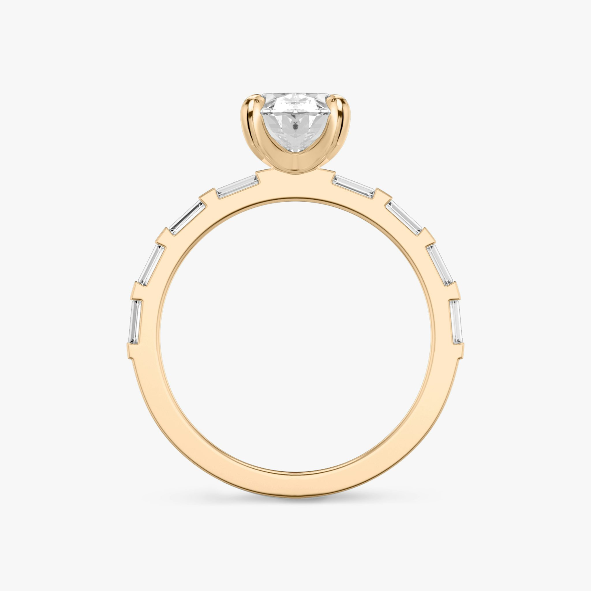 The Baguette Bar | Oval | 14k | Rose Gold | bandAccent: Pavé | diamondOrientation: vertical | caratWeight: other