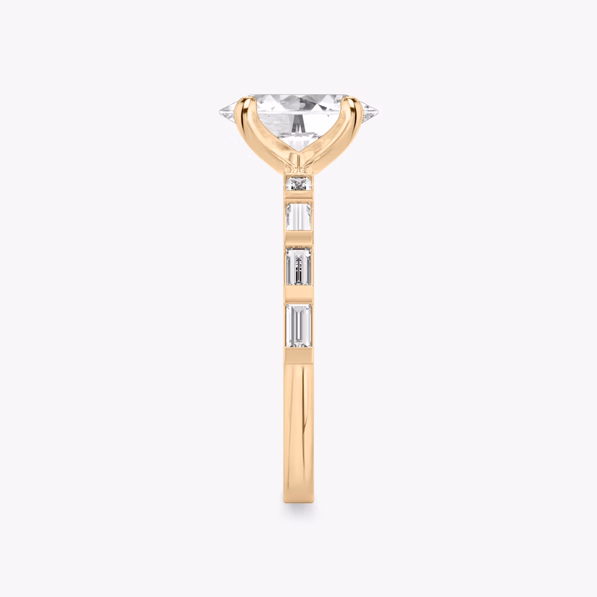 The Baguette Bar | Oval | 14k | Rose Gold | bandAccent: Pavé | diamondOrientation: vertical | caratWeight: other
