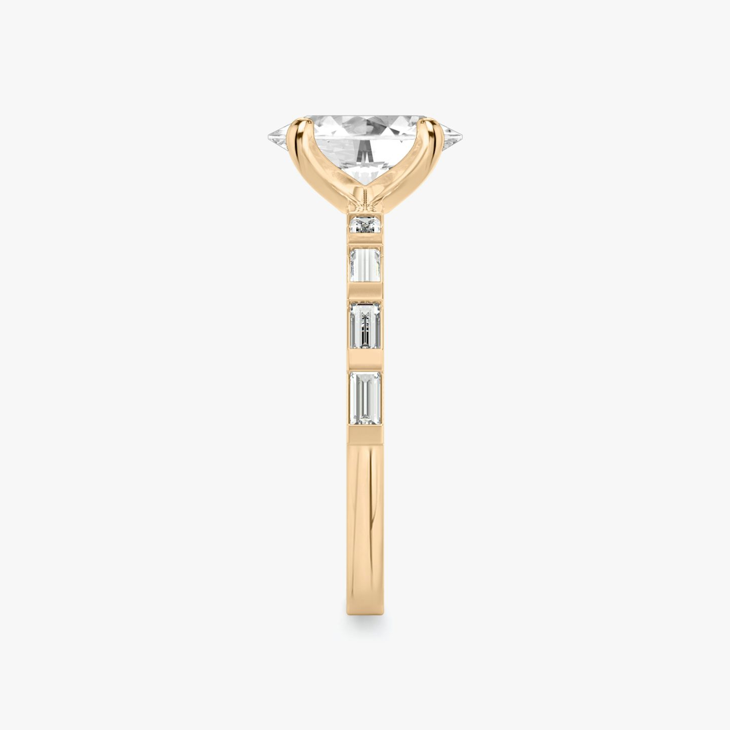 The Baguette Bar | Oval | 14k | Rose Gold | bandAccent: Pavé | diamondOrientation: vertical | caratWeight: other