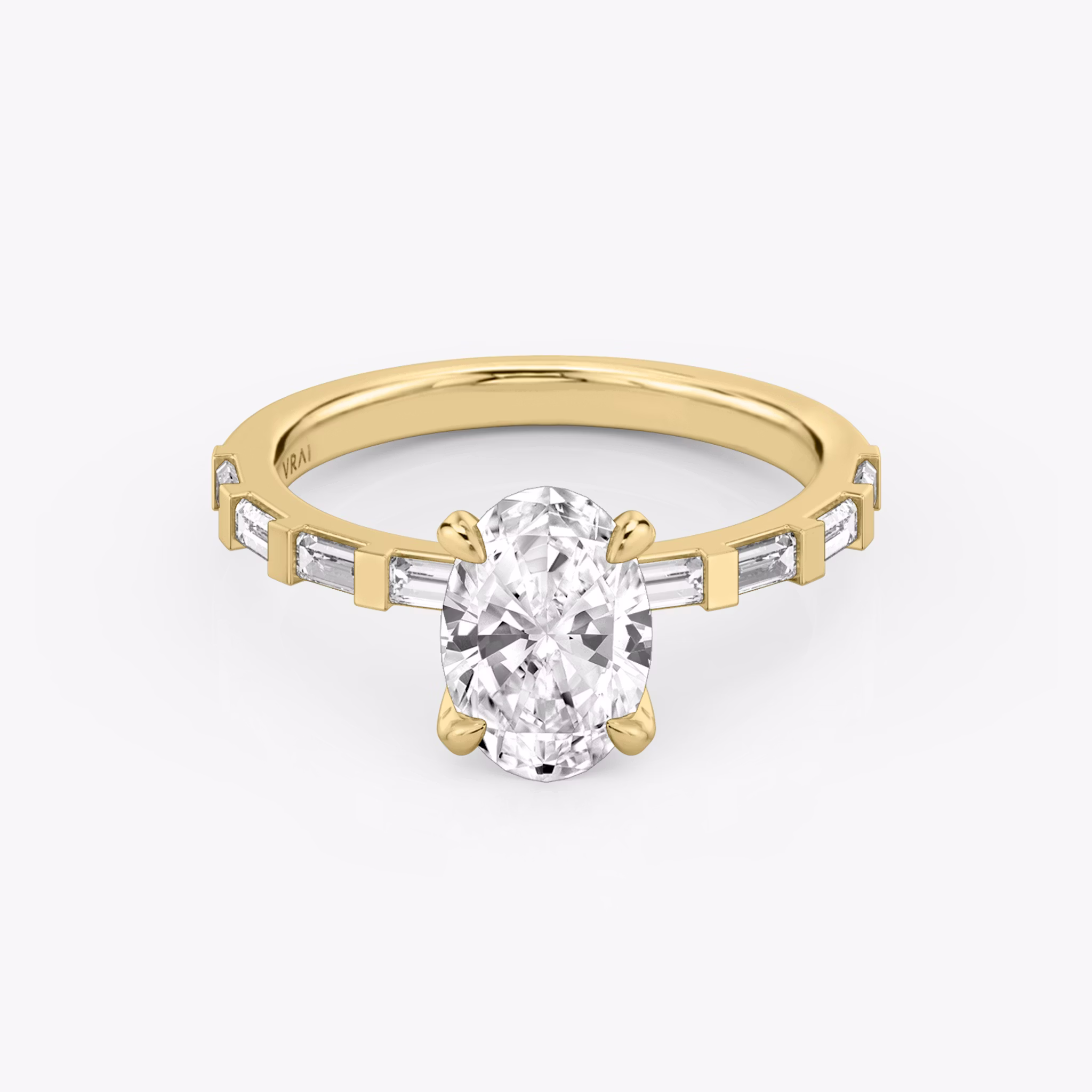 The Baguette Bar | Oval | 18k | Yellow Gold | bandAccent: Pavé | diamondOrientation: vertical | caratWeight: other