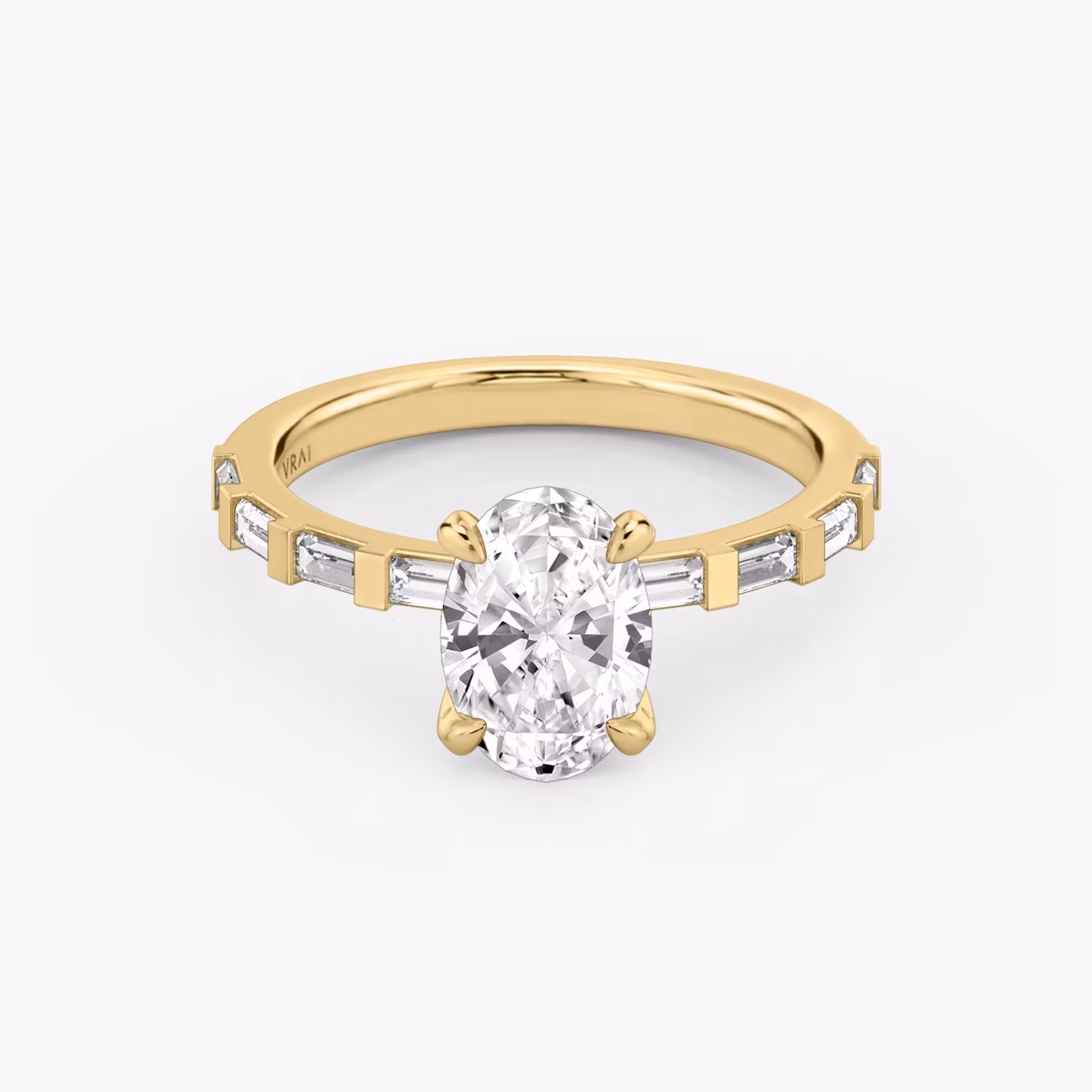 The Baguette Bar | Oval | 18k | Yellow Gold | bandAccent: Pavé | diamondOrientation: vertical | caratWeight: other