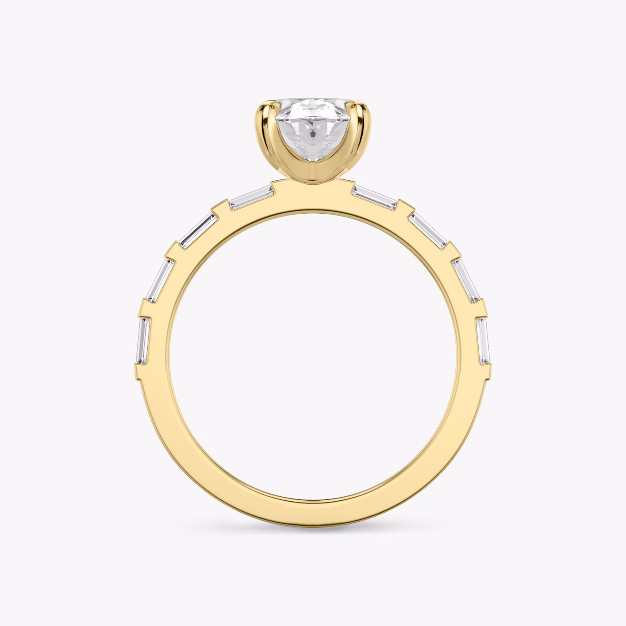 The Baguette Bar | Oval | 18k | Yellow Gold | bandAccent: Pavé | diamondOrientation: vertical | caratWeight: other