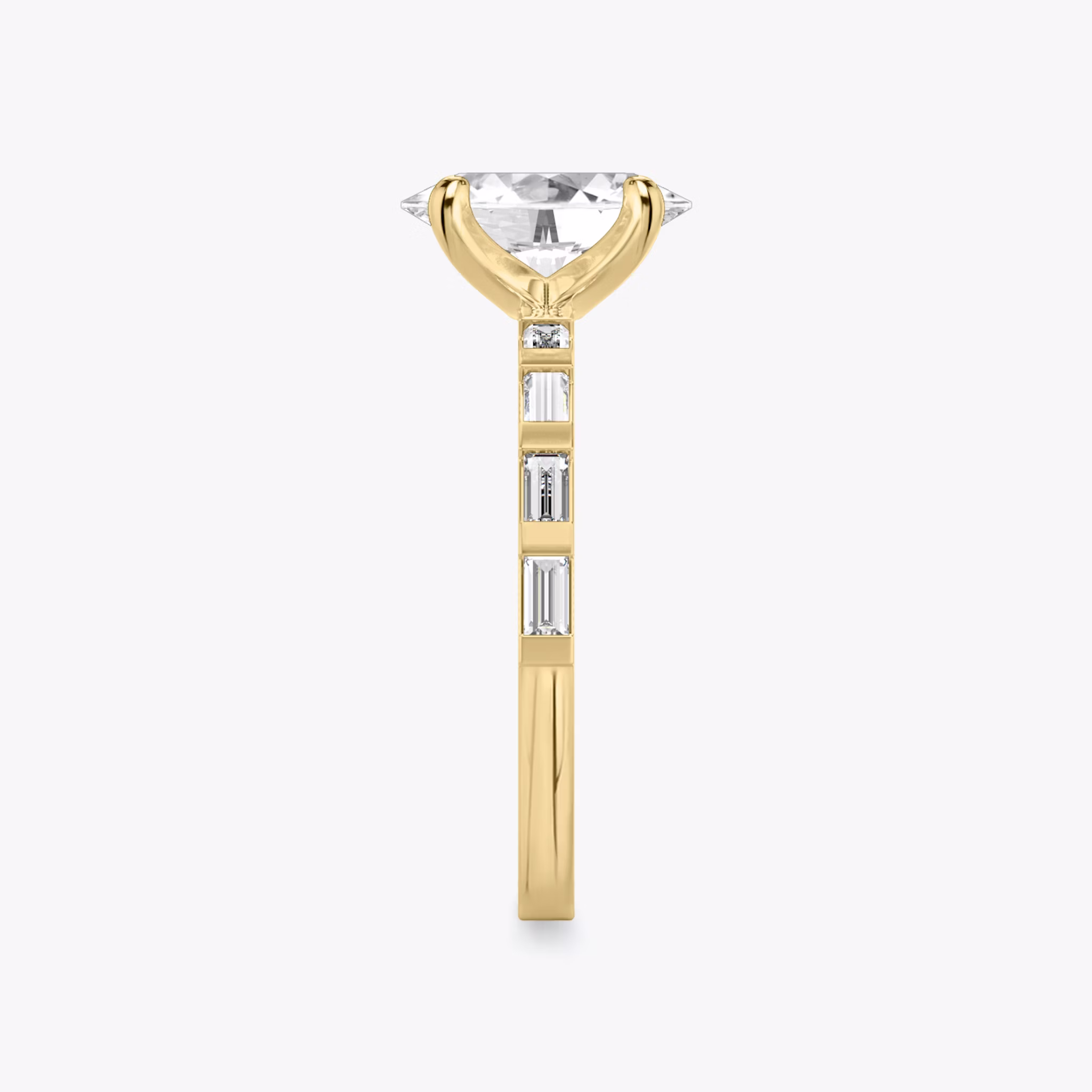 The Baguette Bar | Oval | 18k | Yellow Gold | bandAccent: Pavé | diamondOrientation: vertical | caratWeight: other