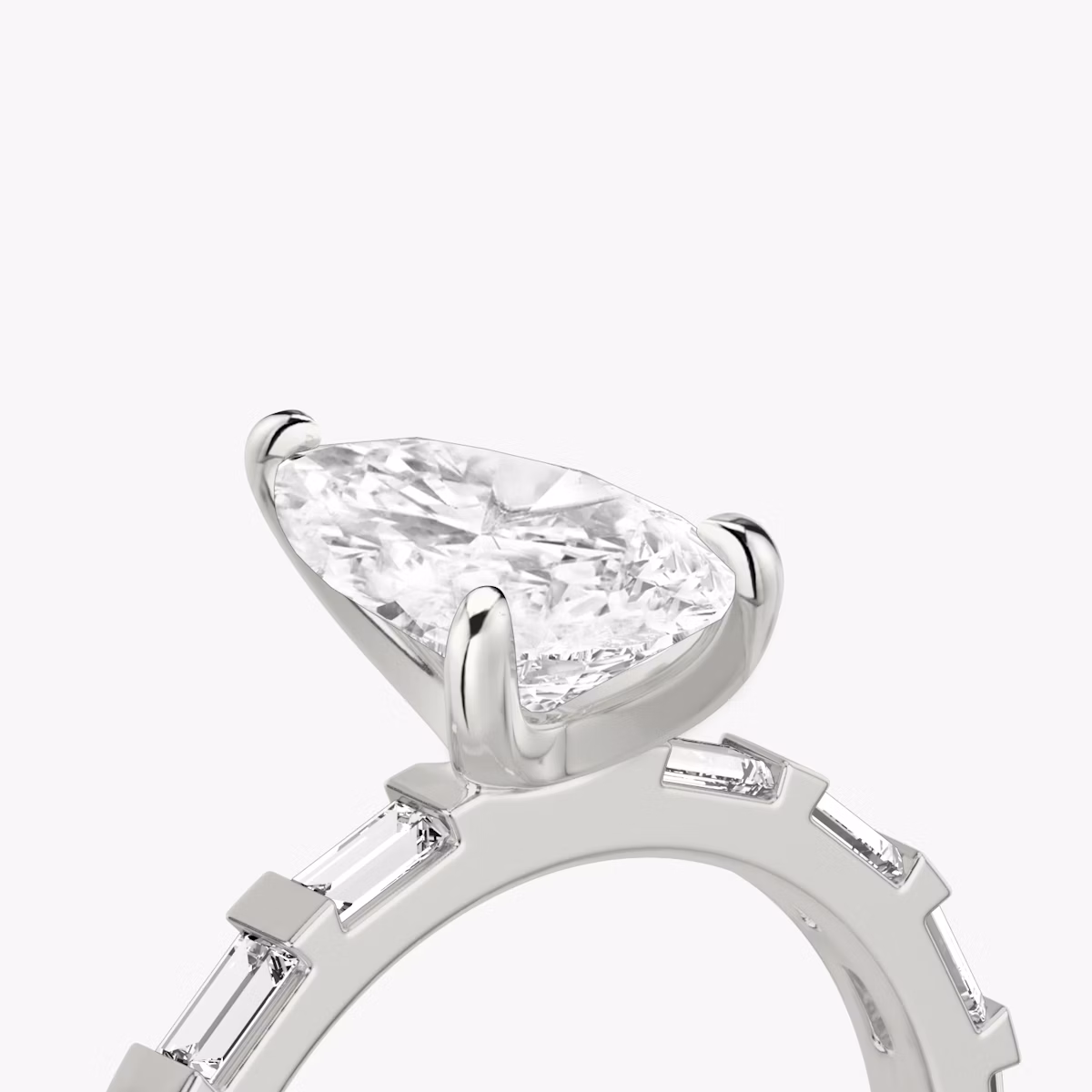 The Baguette Bar | Pear | 18k | White Gold | bandAccent: Pavé | diamondOrientation: vertical | caratWeight: other