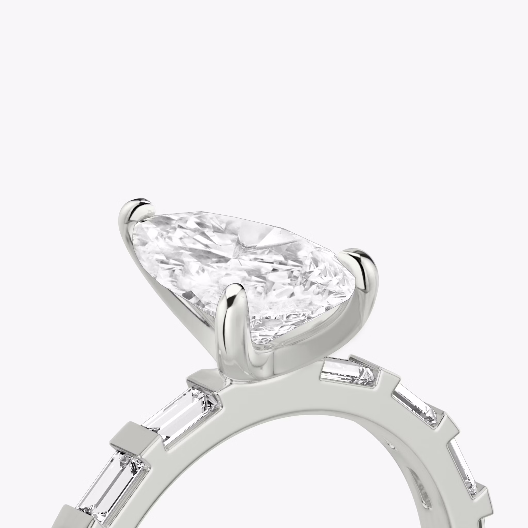 The Baguette Bar | Pear | Platinum | bandAccent: Pavé | diamondOrientation: vertical | caratWeight: other