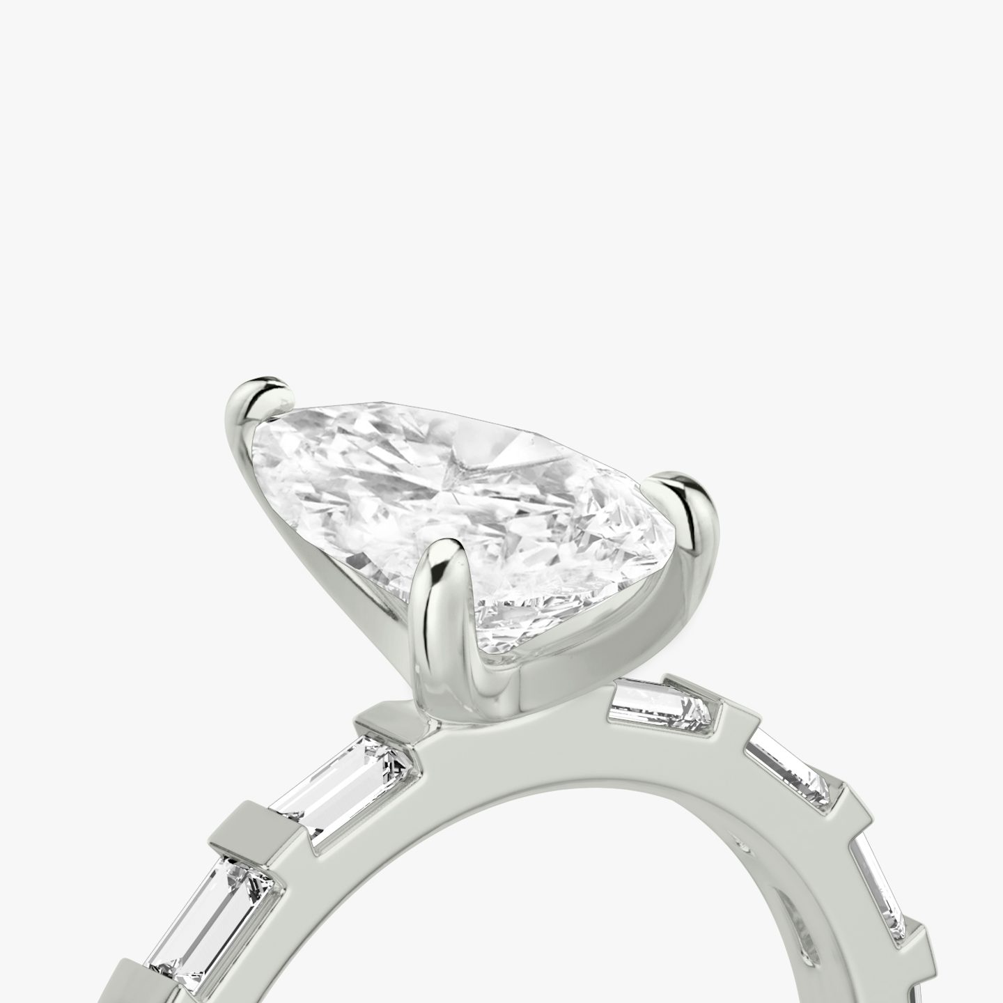 The Baguette Bar | Pear | Platinum | bandAccent: Pavé | diamondOrientation: vertical | caratWeight: other