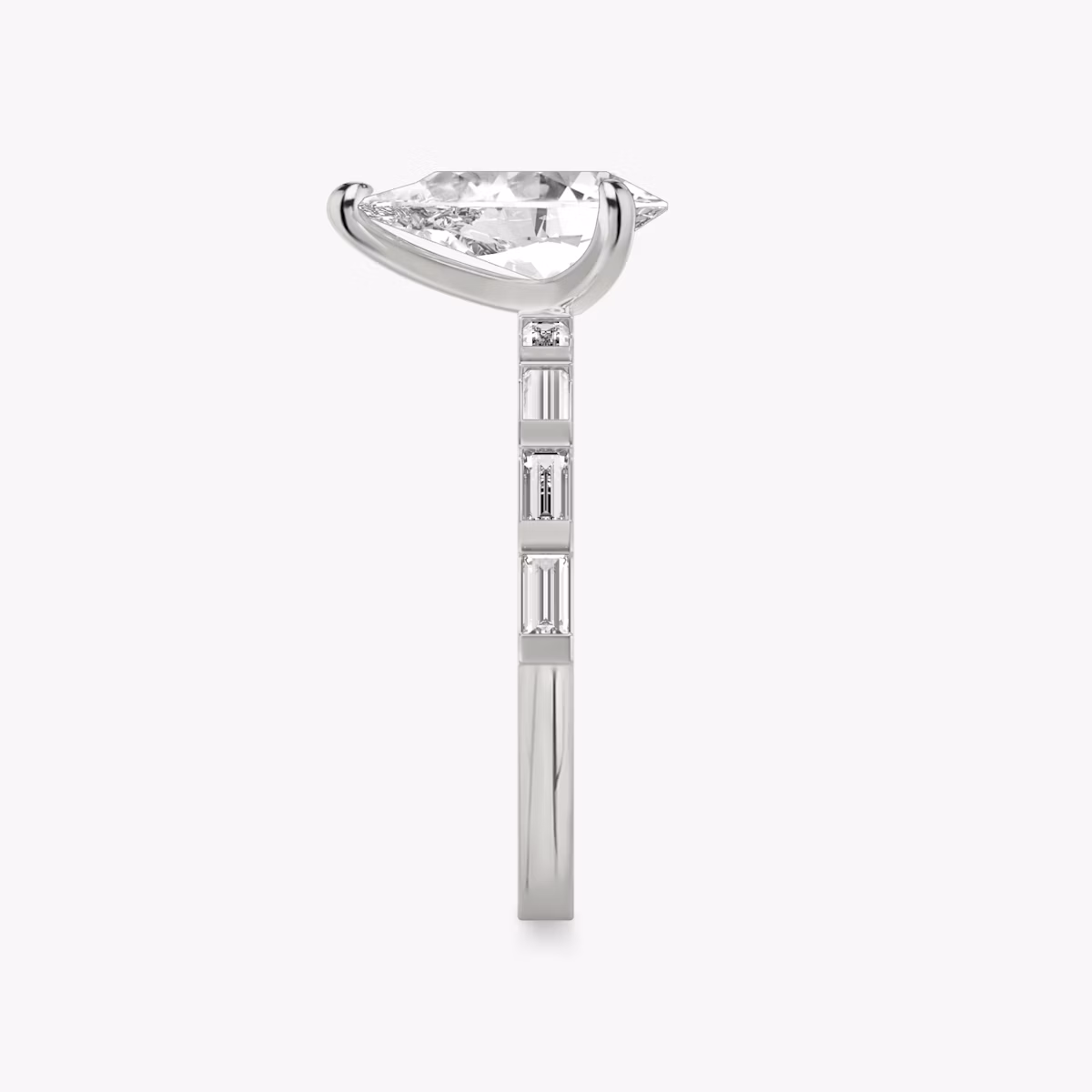 The Baguette Bar | Pear | 18k | White Gold | bandAccent: Pavé | diamondOrientation: vertical | caratWeight: other
