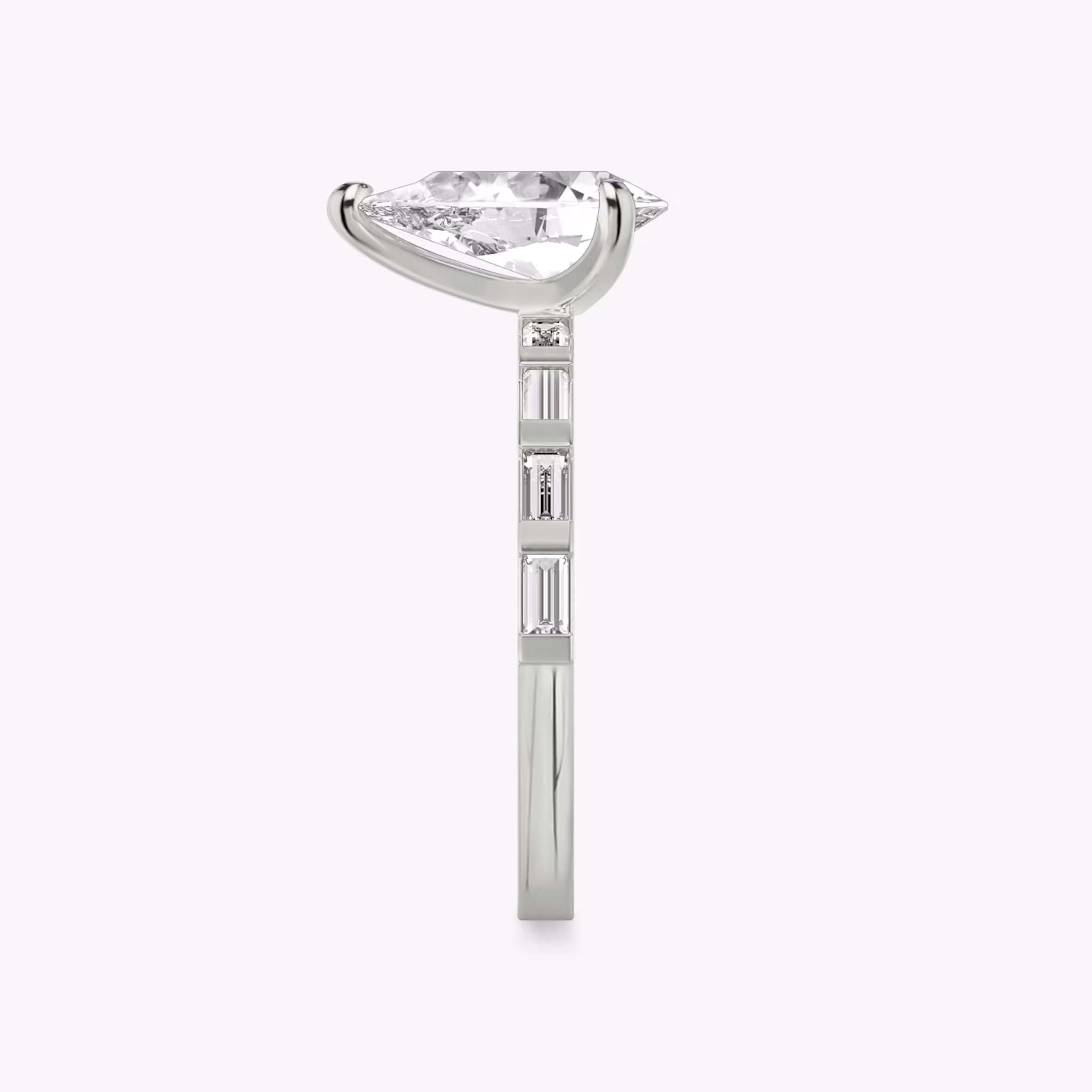 The Baguette Bar | Pear | Platinum | bandAccent: Pavé | diamondOrientation: vertical | caratWeight: other