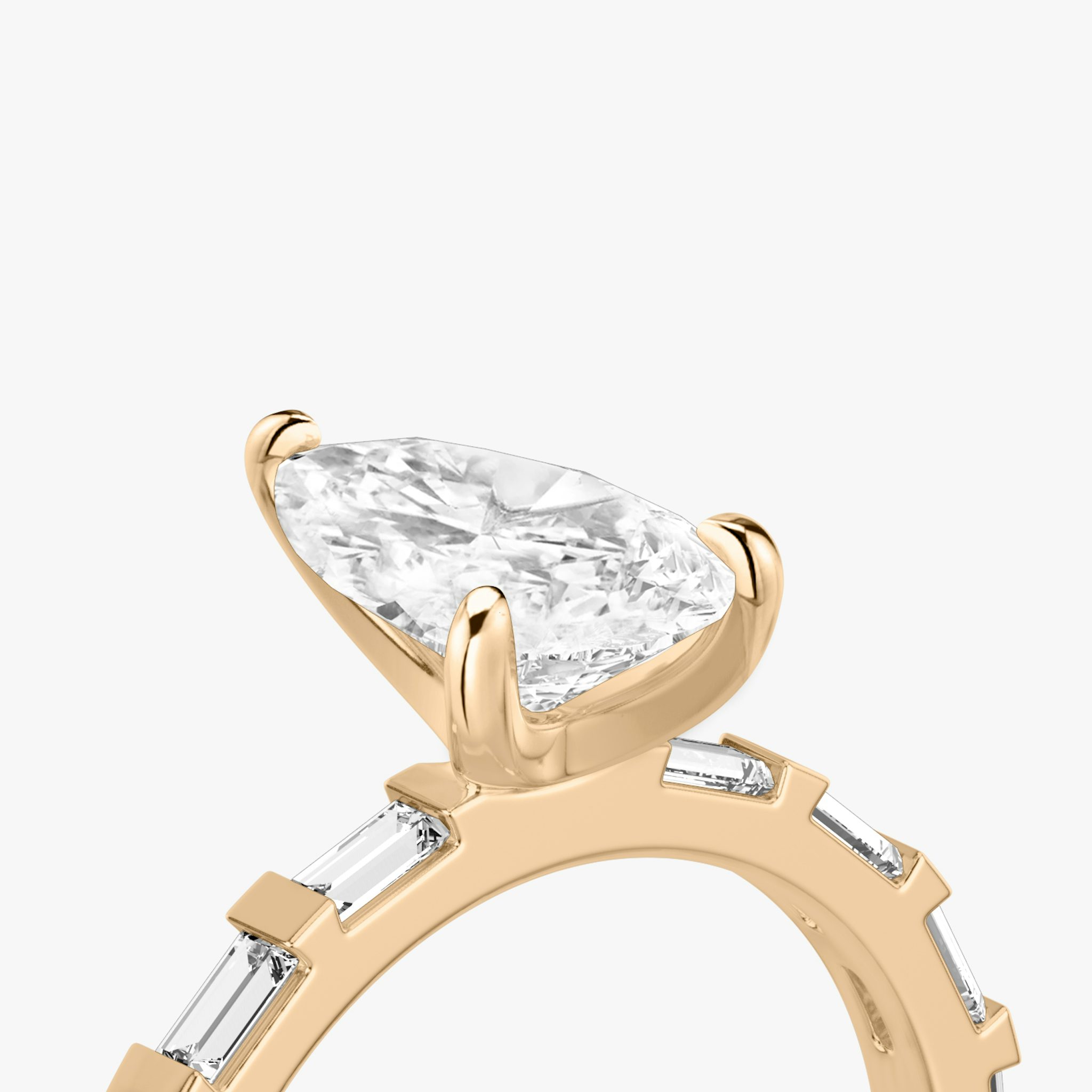 The Baguette Bar | Pear | 14k | Rose Gold | bandAccent: Pavé | diamondOrientation: vertical | caratWeight: other
