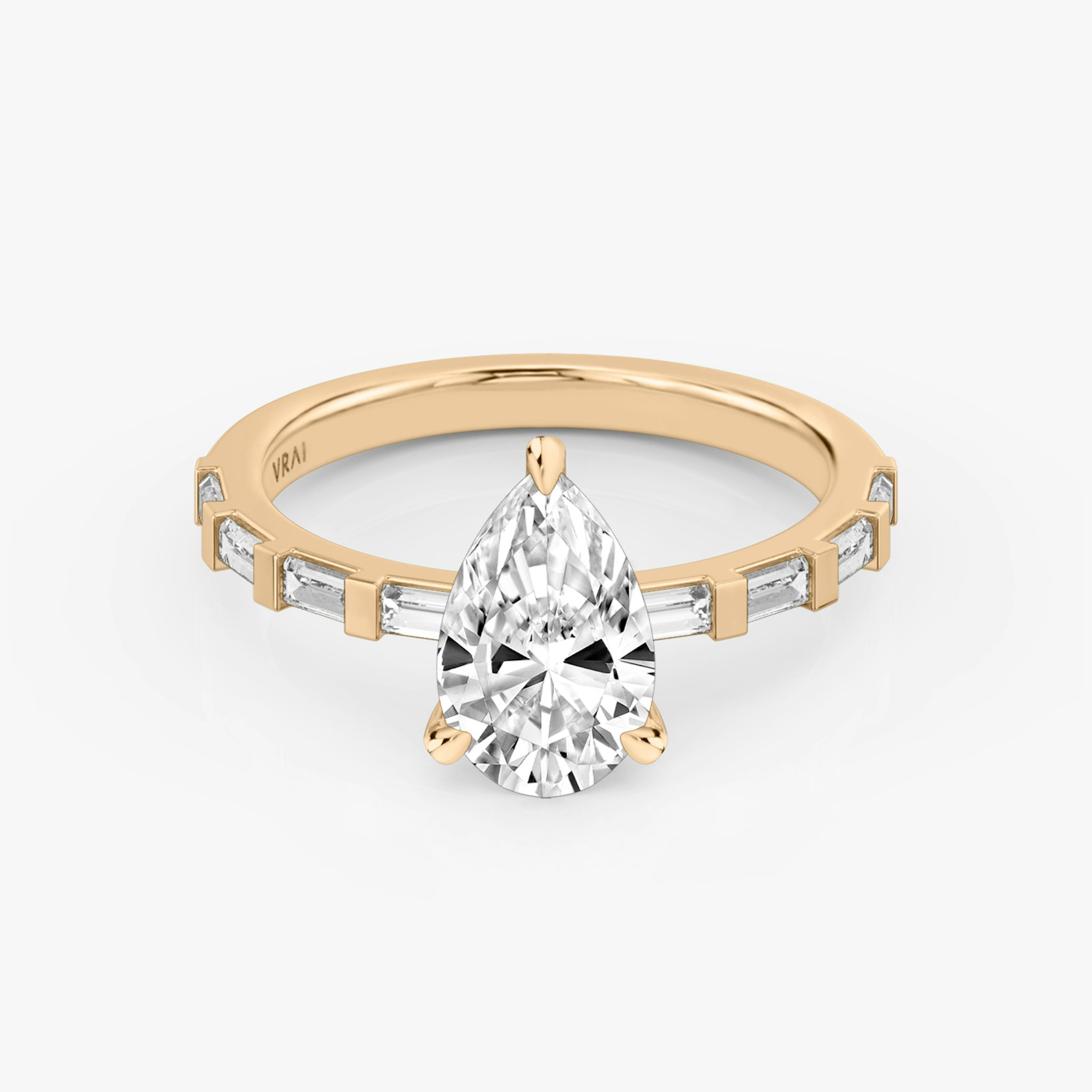 The Baguette Bar | Pear | 14k | Rose Gold | bandAccent: Pavé | diamondOrientation: vertical | caratWeight: other