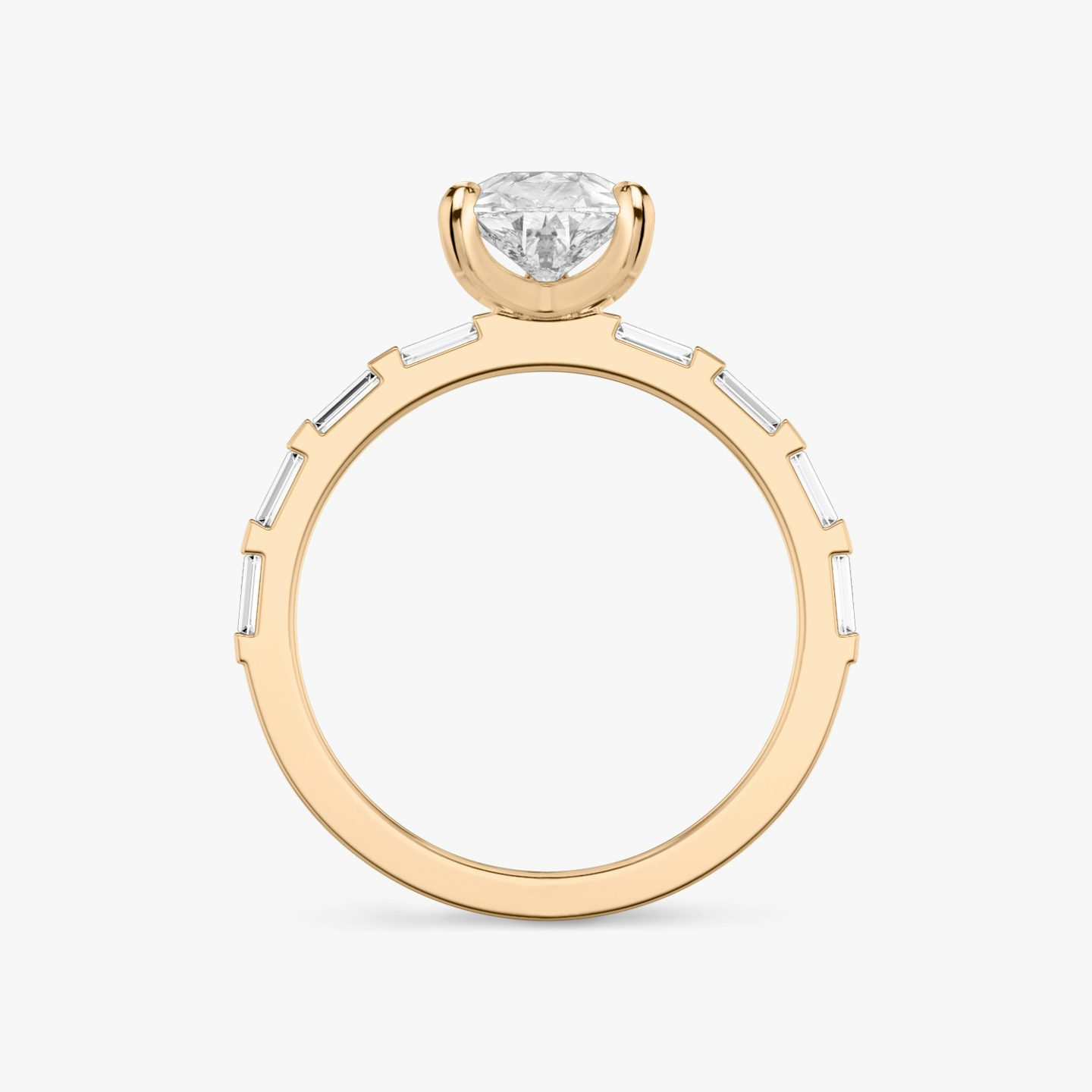 Bague de fiançailles Baguette Bar | Poire | 14k | Or rose | bandAccent: Pavé | diamondOrientation: vertical | caratWeight: other