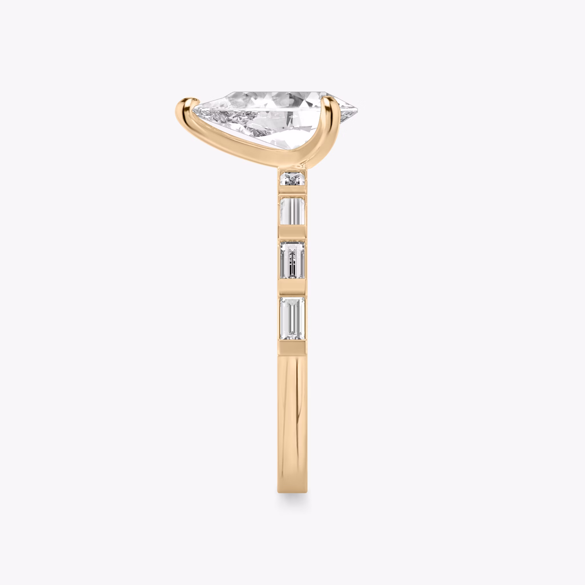 The Baguette Bar | Pear | 14k | Rose Gold | bandAccent: Pavé | diamondOrientation: vertical | caratWeight: other