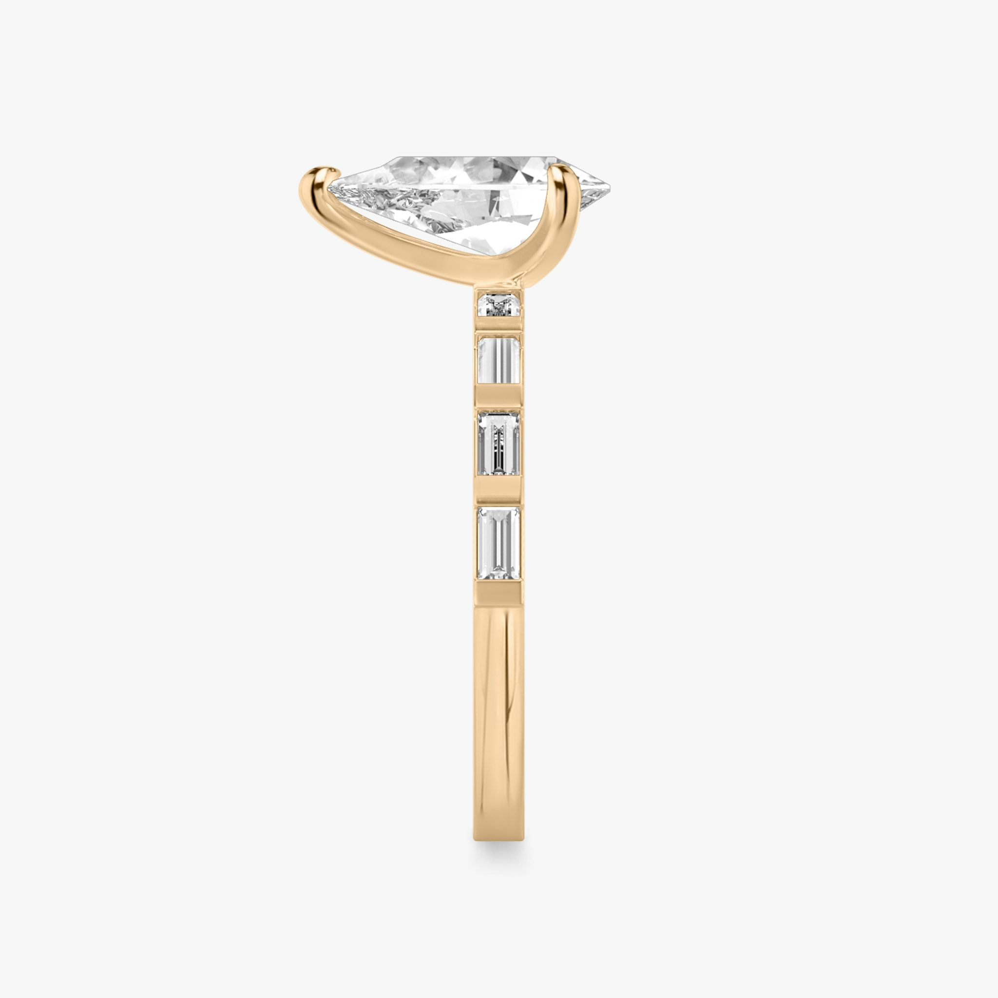 The Baguette Bar | Pear | 14k | Rose Gold | bandAccent: Pavé | diamondOrientation: vertical | caratWeight: other