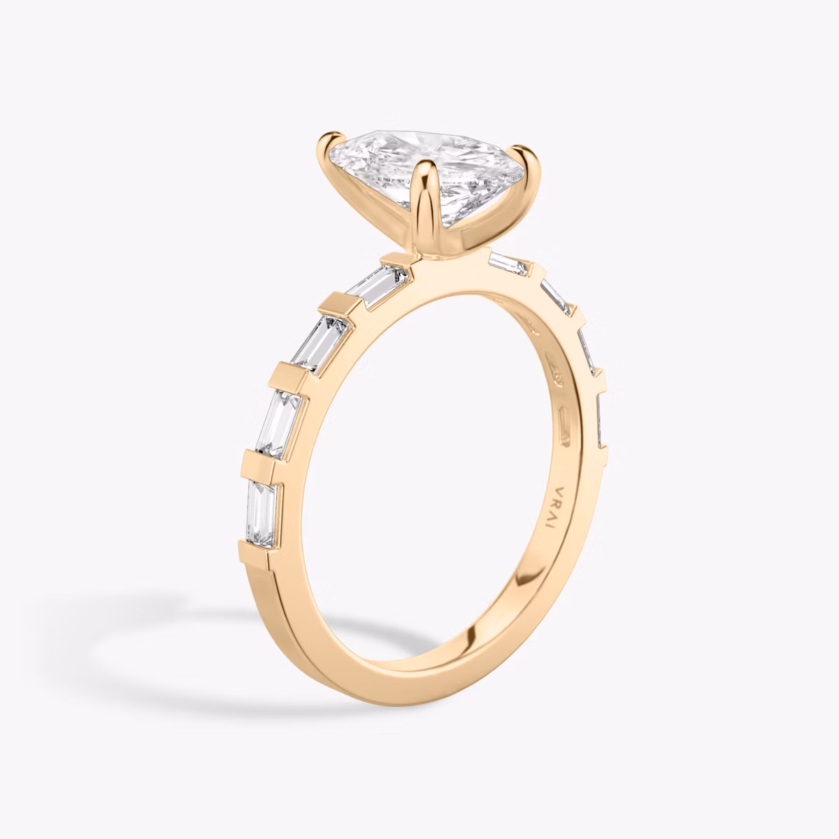 The Baguette Bar | Pear | 14k | Rose Gold | bandAccent: Pavé | diamondOrientation: vertical | caratWeight: other