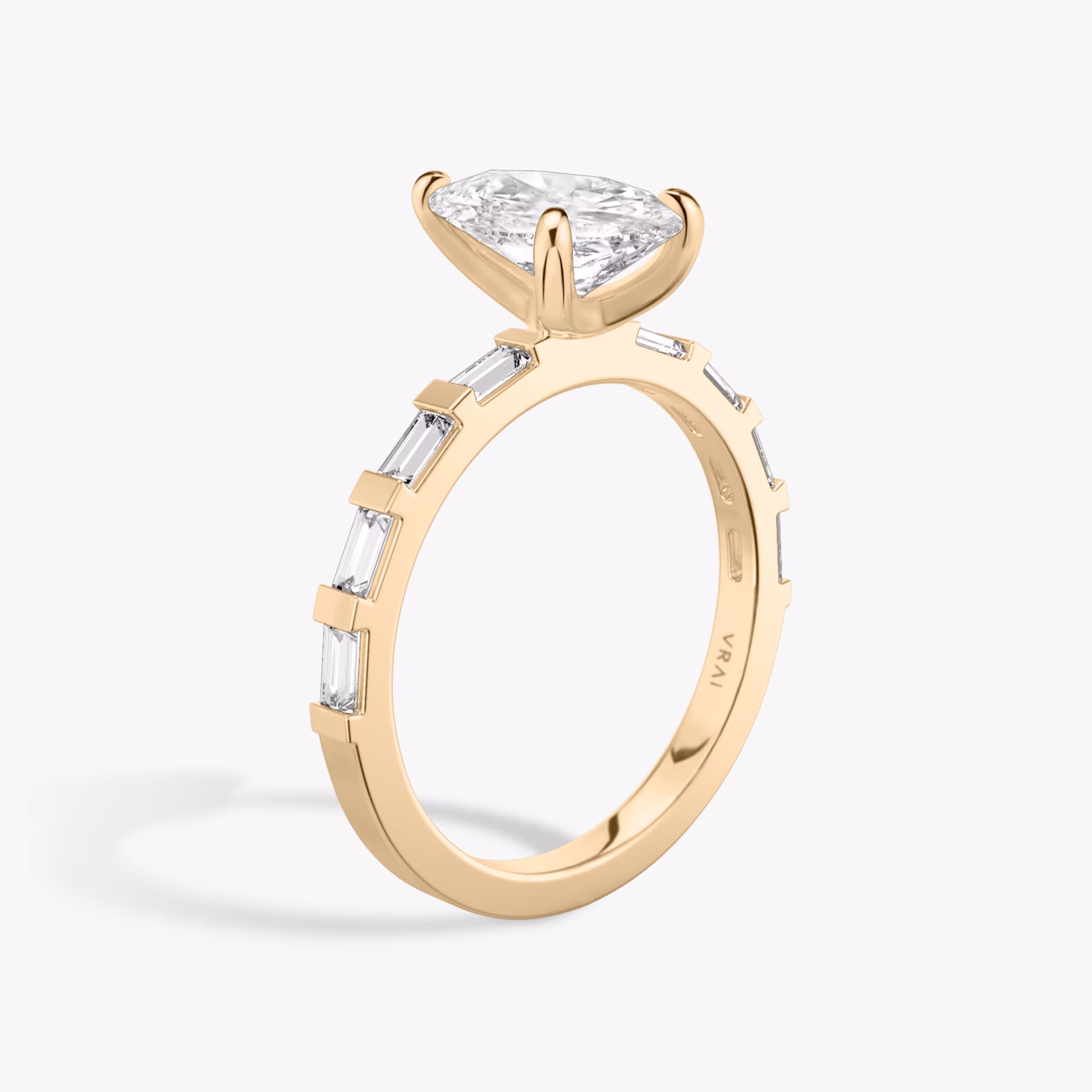 The Baguette Bar | Pear | 14k | Rose Gold | bandAccent: Pavé | diamondOrientation: vertical | caratWeight: other