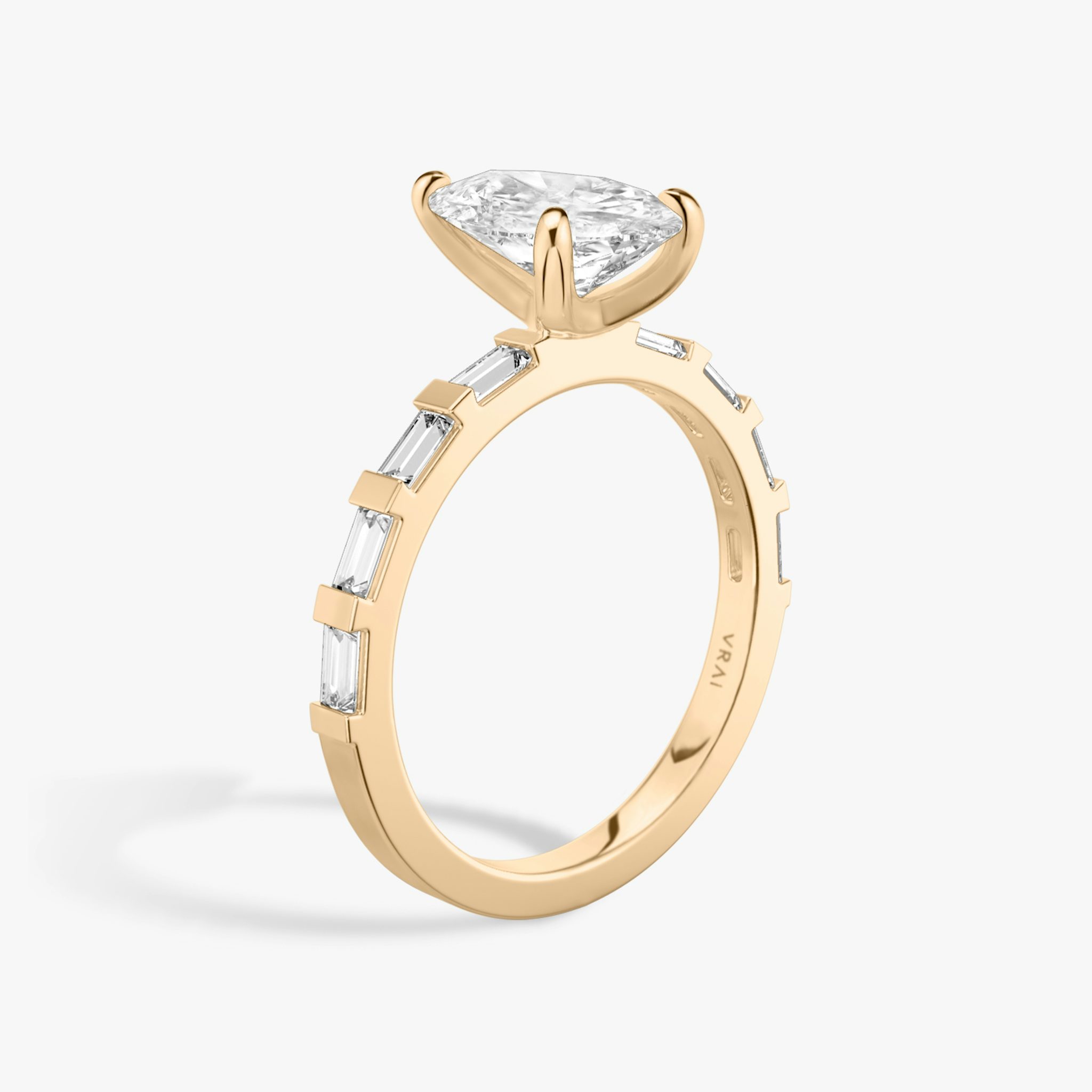 The Baguette Bar | Pear | 14k | Rose Gold | bandAccent: Pavé | diamondOrientation: vertical | caratWeight: other