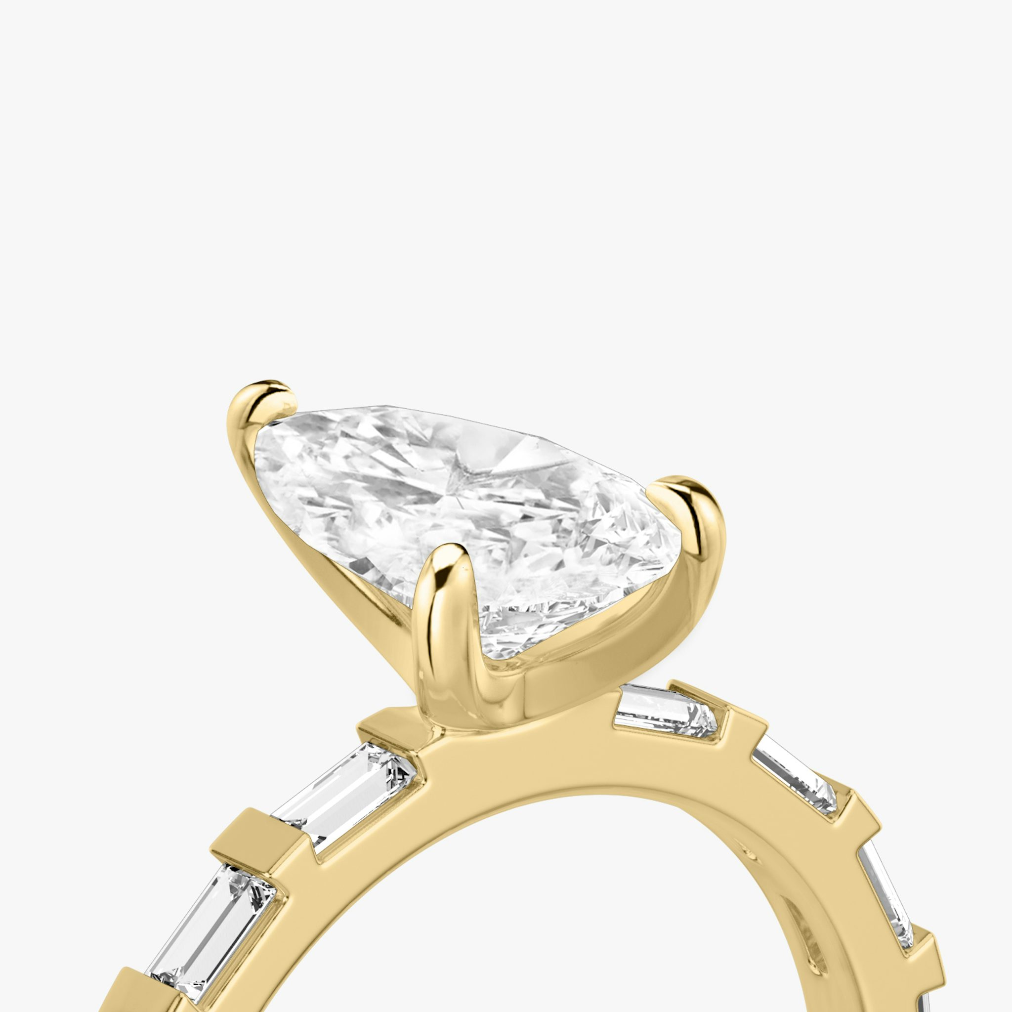 The Baguette Bar | Pear | 18k | Yellow Gold | bandAccent: Pavé | diamondOrientation: vertical | caratWeight: other