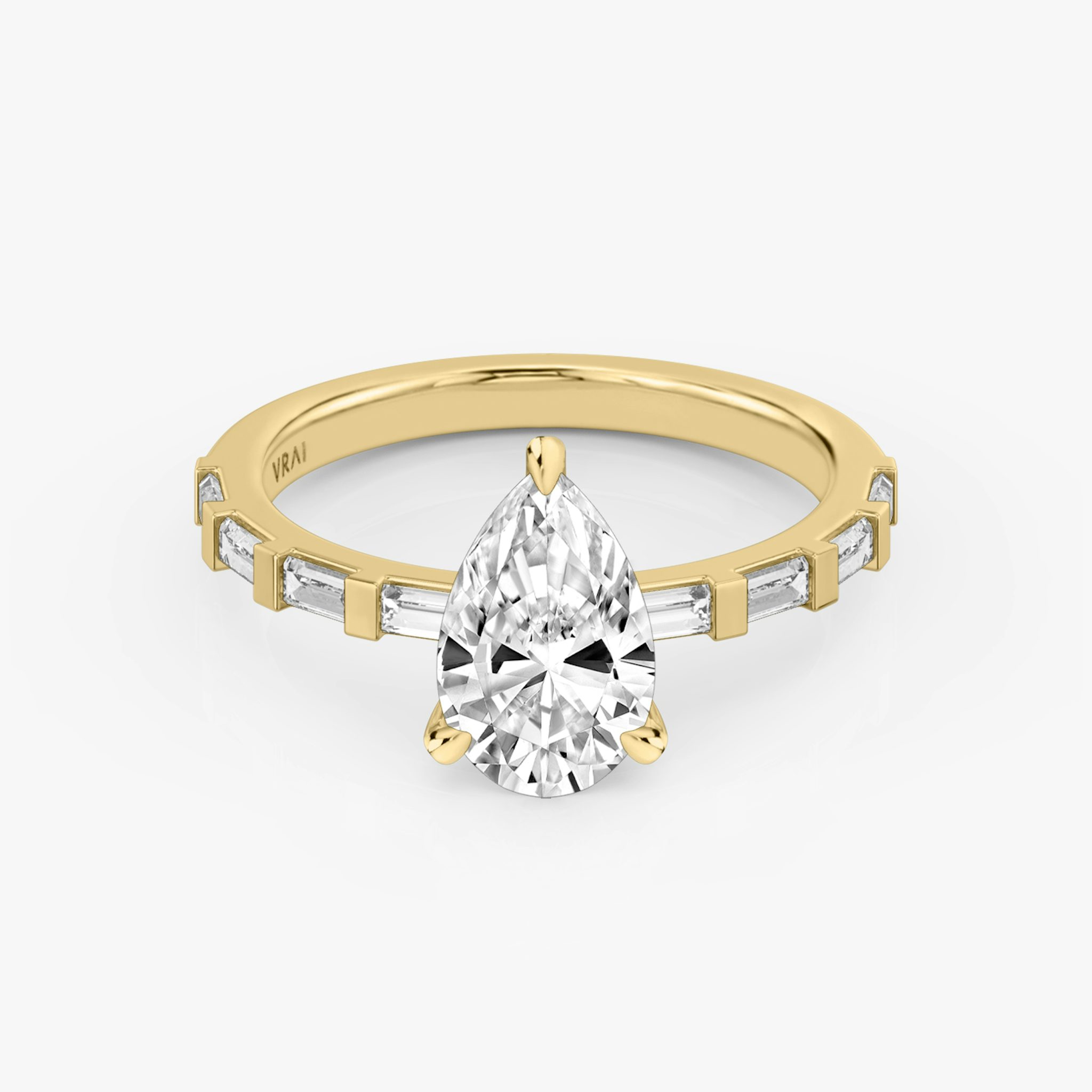 The Baguette Bar | Pear | 18k | Yellow Gold | bandAccent: Pavé | diamondOrientation: vertical | caratWeight: other