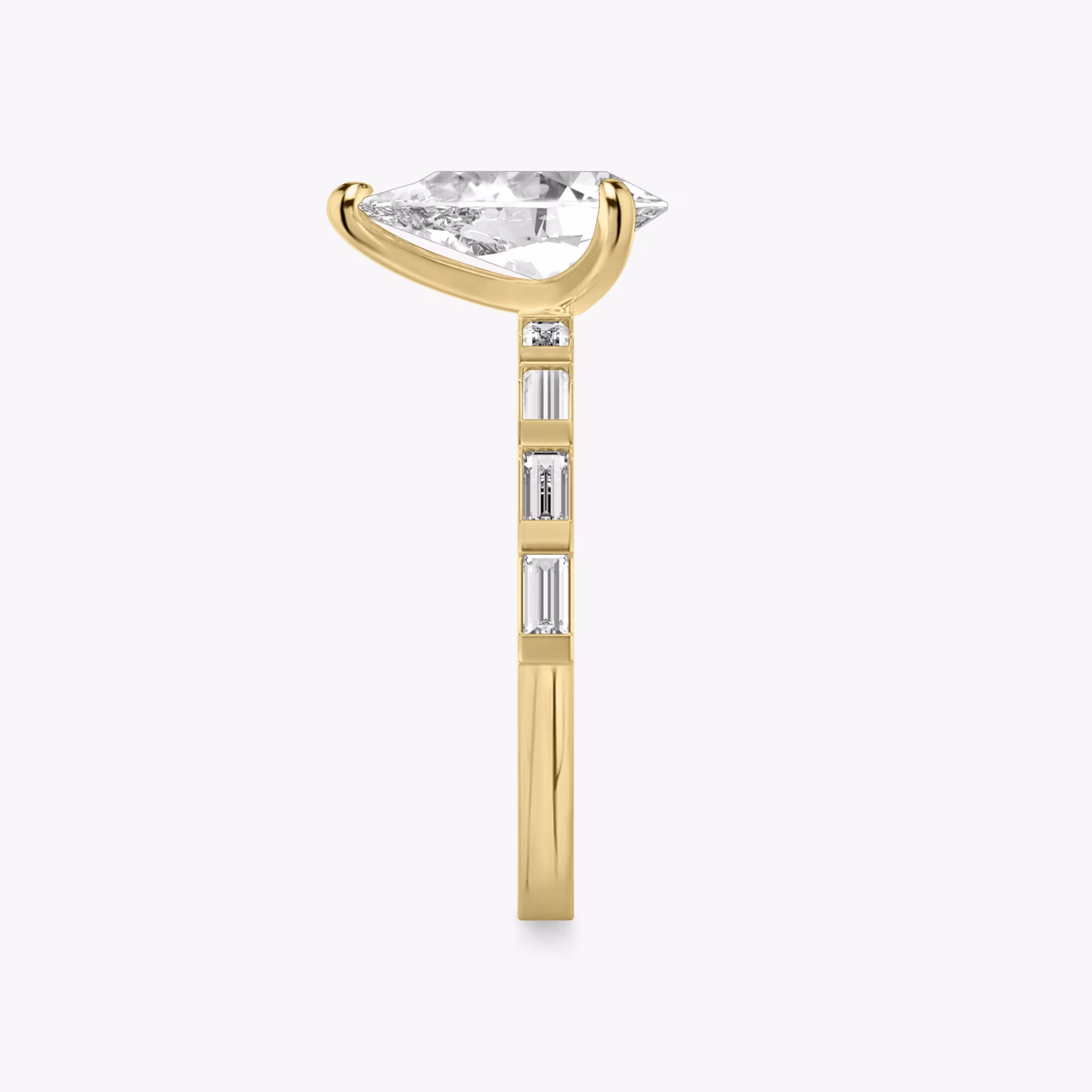 The Baguette Bar | Pear | 18k | Yellow Gold | bandAccent: Pavé | diamondOrientation: vertical | caratWeight: other