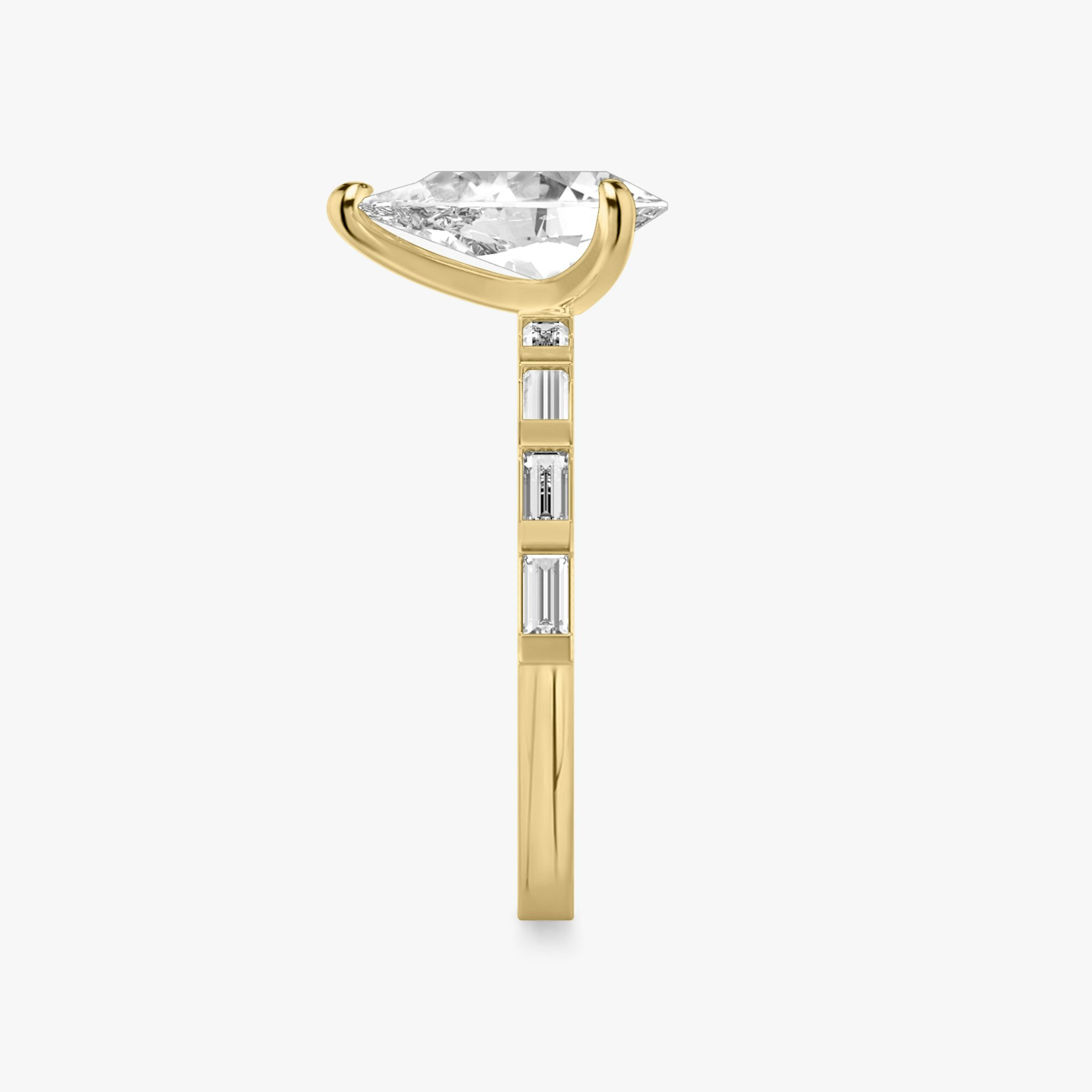 The Baguette Bar | Pear | 18k | Yellow Gold | bandAccent: Pavé | diamondOrientation: vertical | caratWeight: other