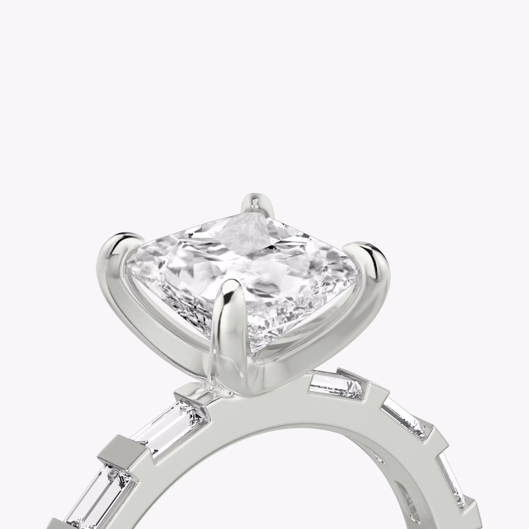 The Baguette Bar | Princess | Platinum | bandAccent: Pavé | diamondOrientation: vertical | caratWeight: other