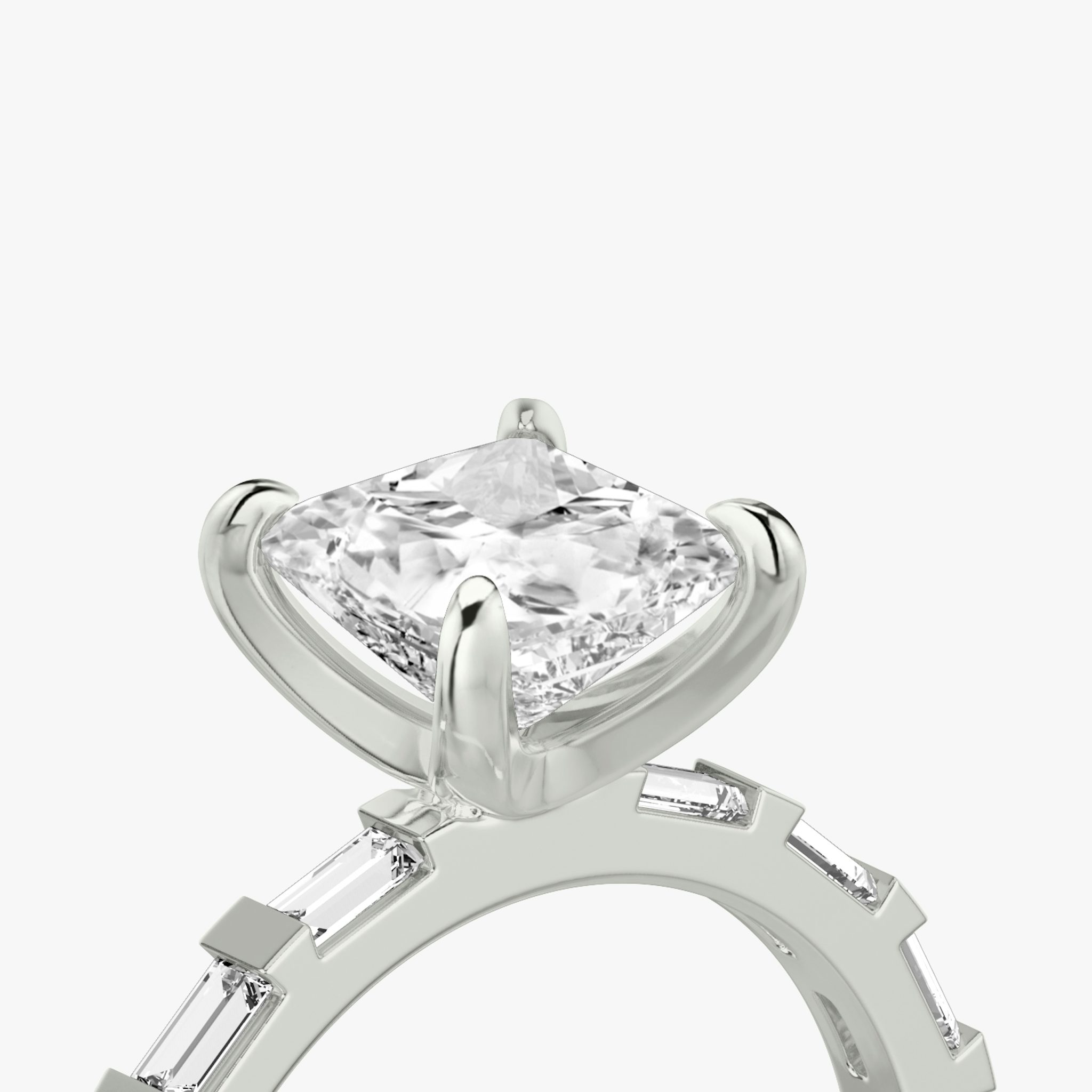 The Baguette Bar | Princess | Platinum | bandAccent: Pavé | diamondOrientation: vertical | caratWeight: other