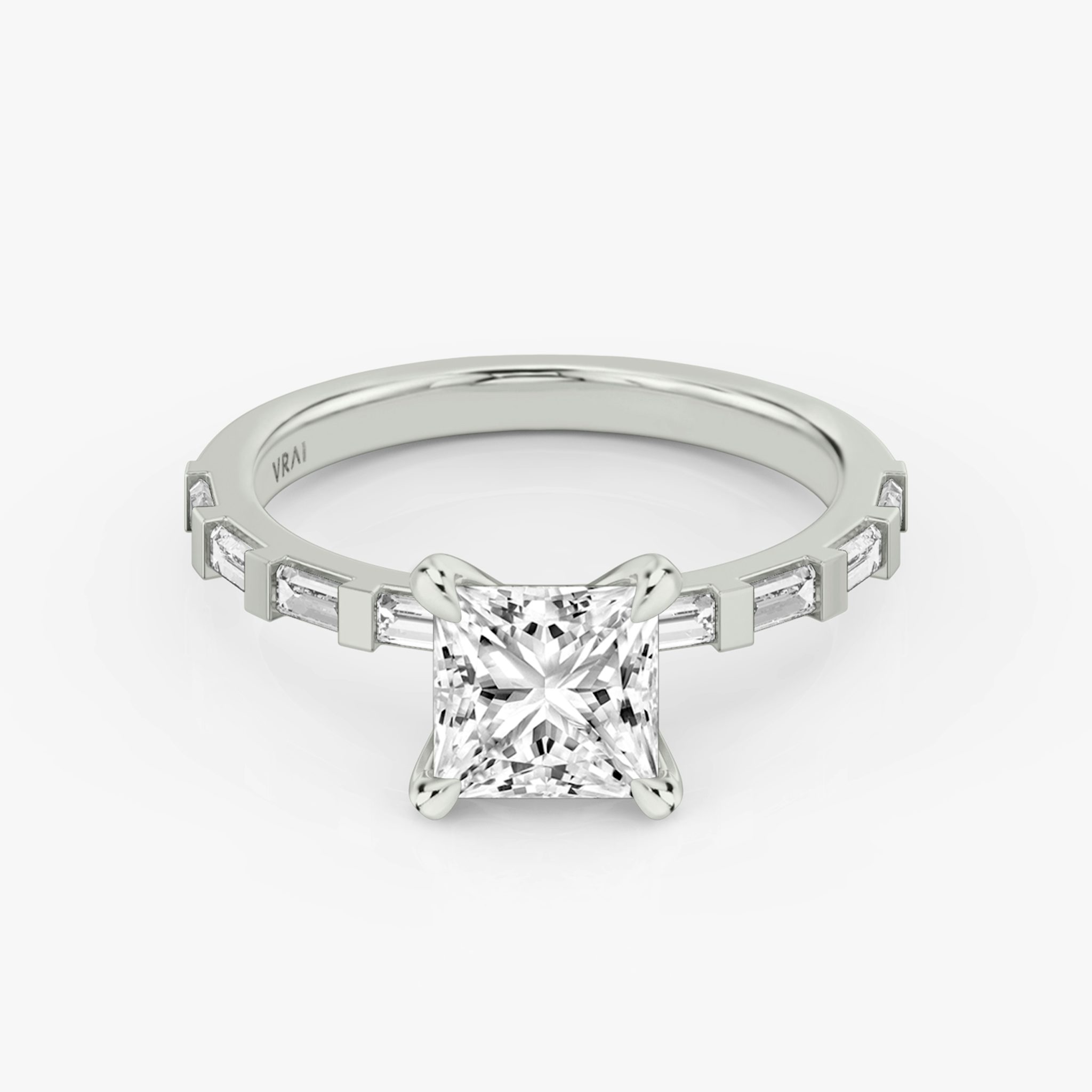 The Baguette Bar | Princess | Platinum | bandAccent: Pavé | diamondOrientation: vertical | caratWeight: other