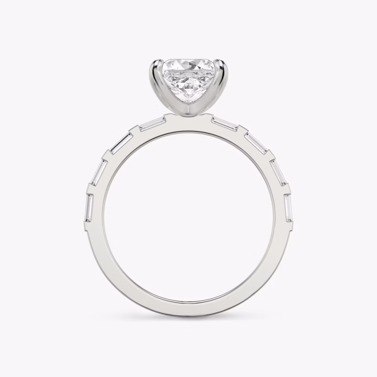 The Baguette Bar | Princess | 18k | White Gold | bandAccent: Pavé | diamondOrientation: vertical | caratWeight: other