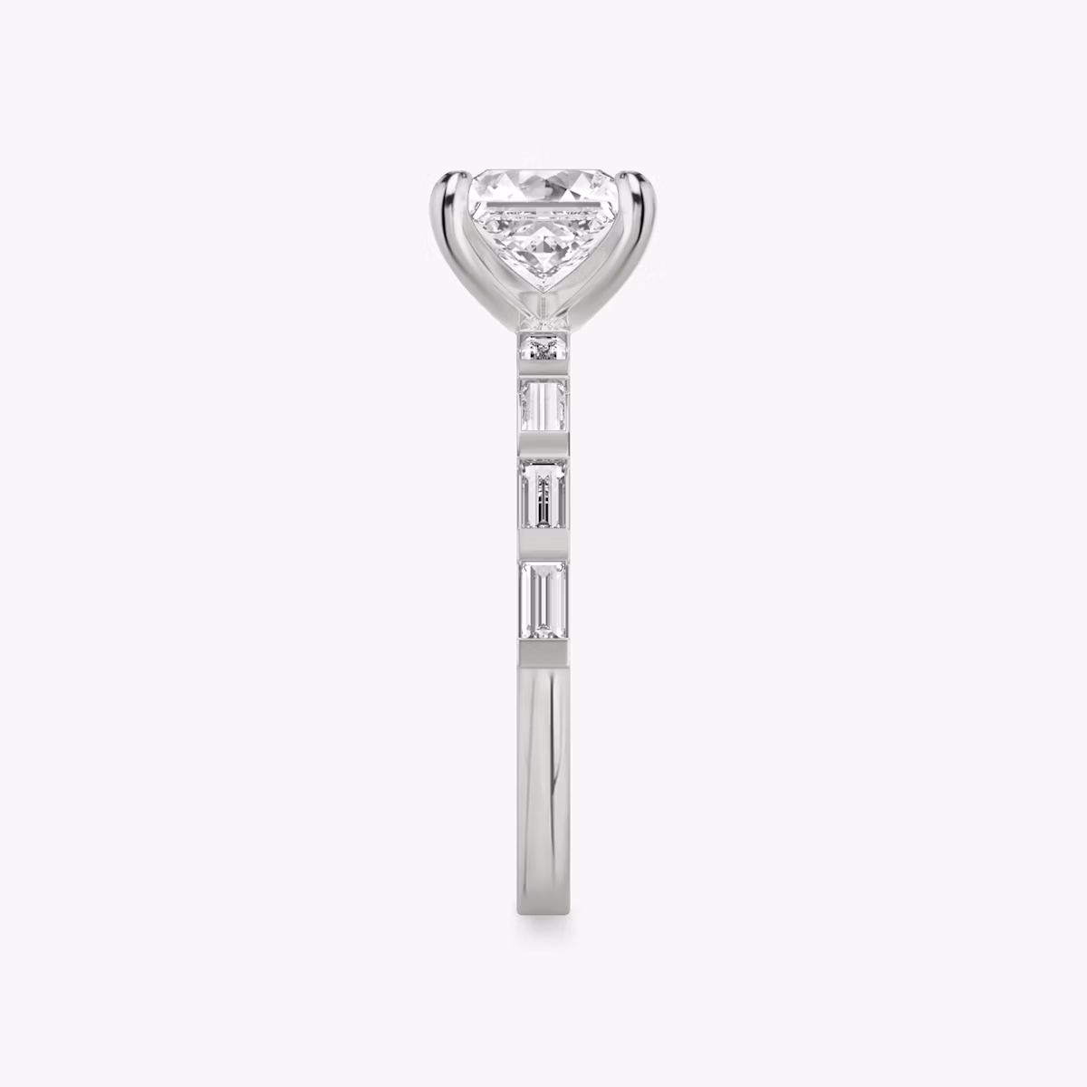 The Baguette Bar | Princess | 18k | White Gold | bandAccent: Pavé | diamondOrientation: vertical | caratWeight: other