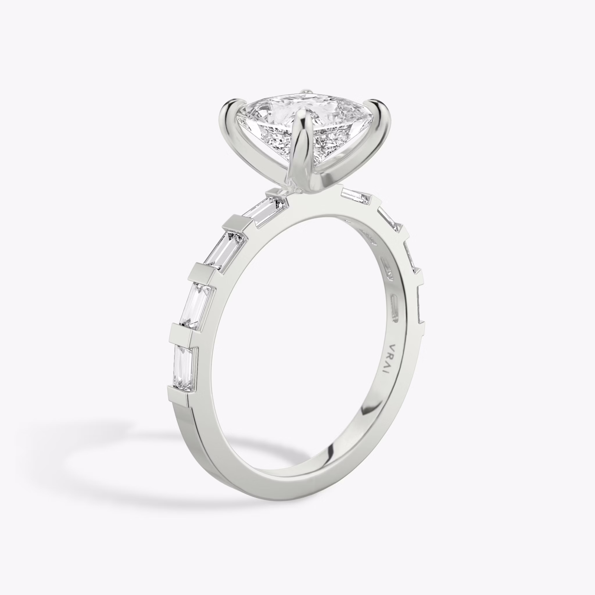The Baguette Bar | Princess | Platinum | bandAccent: Pavé | diamondOrientation: vertical | caratWeight: other