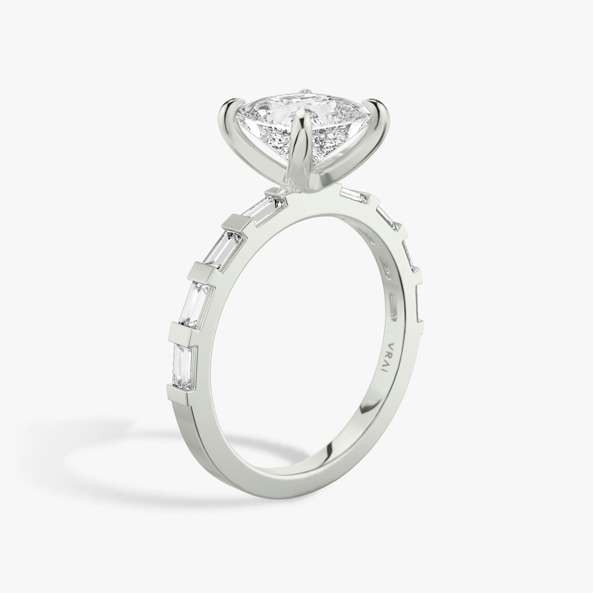 The Baguette Bar | Princess | Platinum | bandAccent: Pavé | diamondOrientation: vertical | caratWeight: other