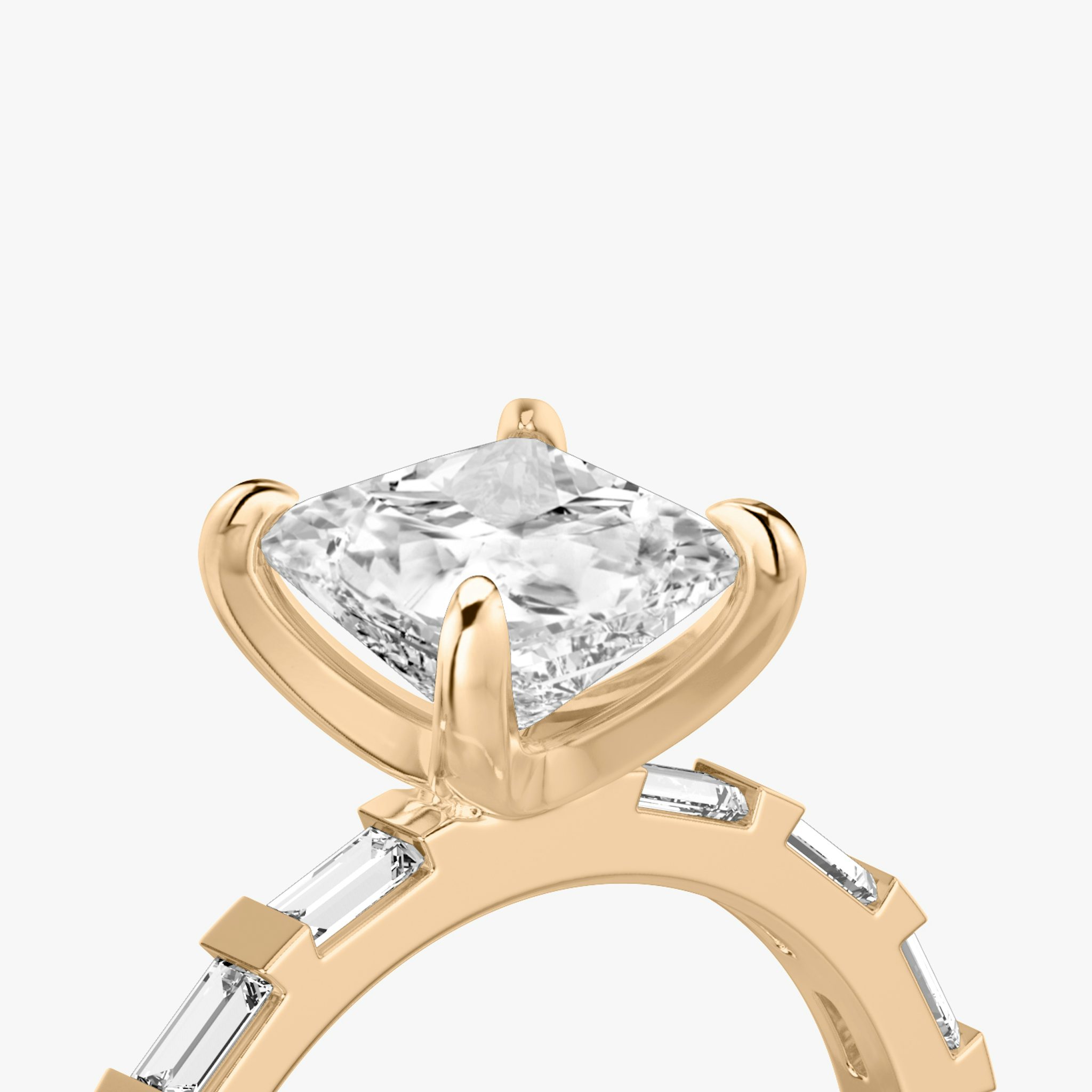 The Baguette Bar | Princess | 14k | Rose Gold | bandAccent: Pavé | diamondOrientation: vertical | caratWeight: other