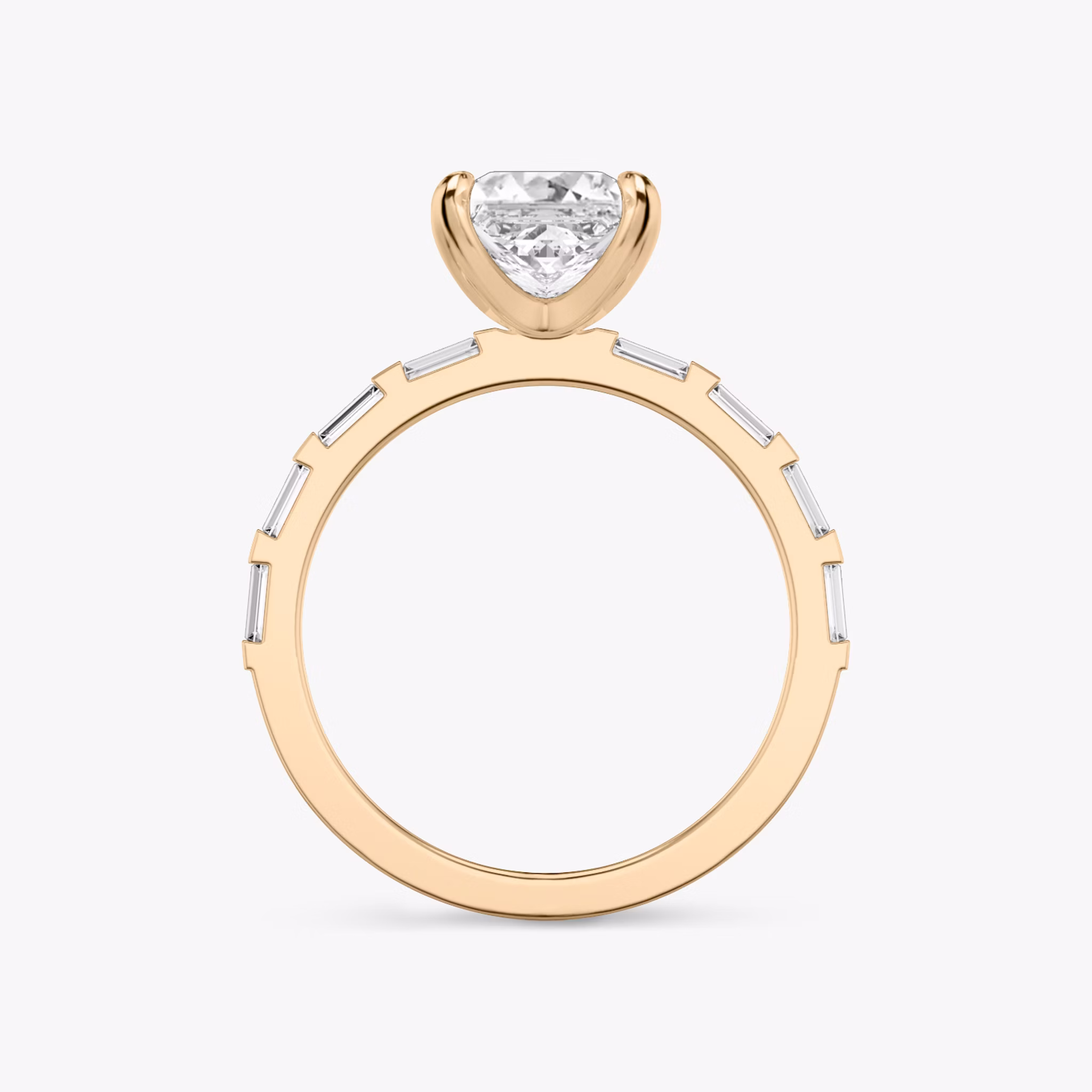 The Baguette Bar | Princess | 14k | Rose Gold | bandAccent: Pavé | diamondOrientation: vertical | caratWeight: other