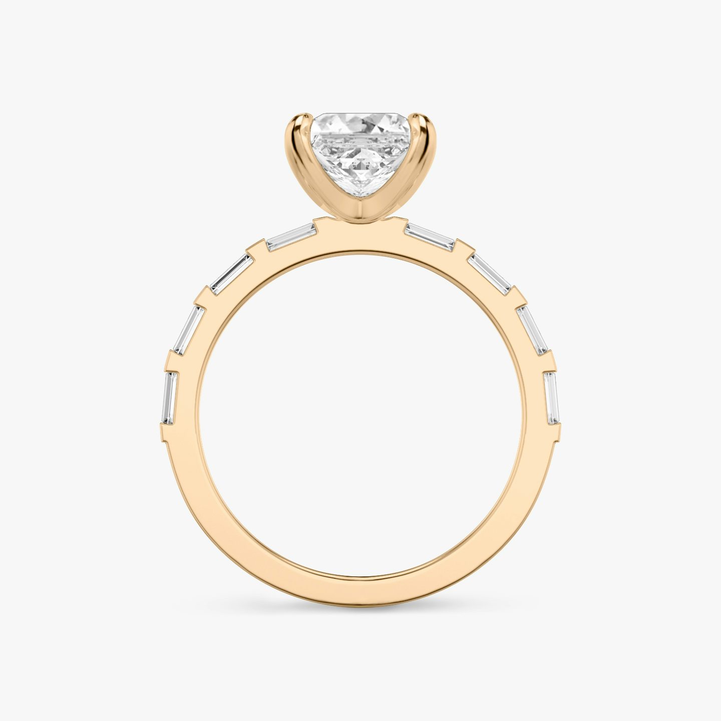Bague de fiançailles Baguette Bar | Princesse | 14k | Or rose | bandAccent: Pavé | diamondOrientation: vertical | caratWeight: other