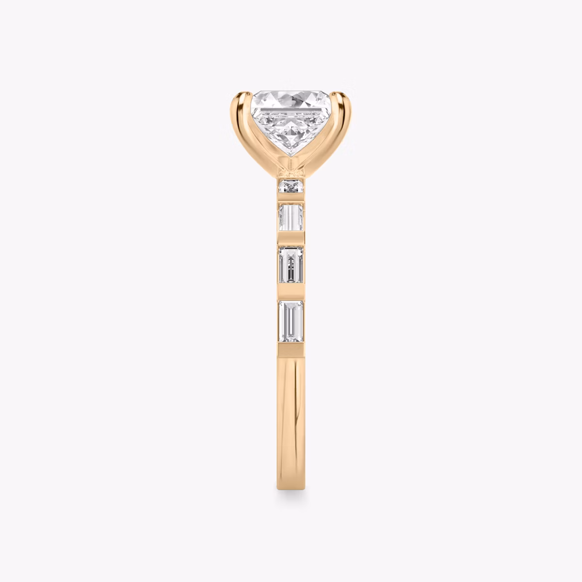 The Baguette Bar | Princess | 14k | Rose Gold | bandAccent: Pavé | diamondOrientation: vertical | caratWeight: other