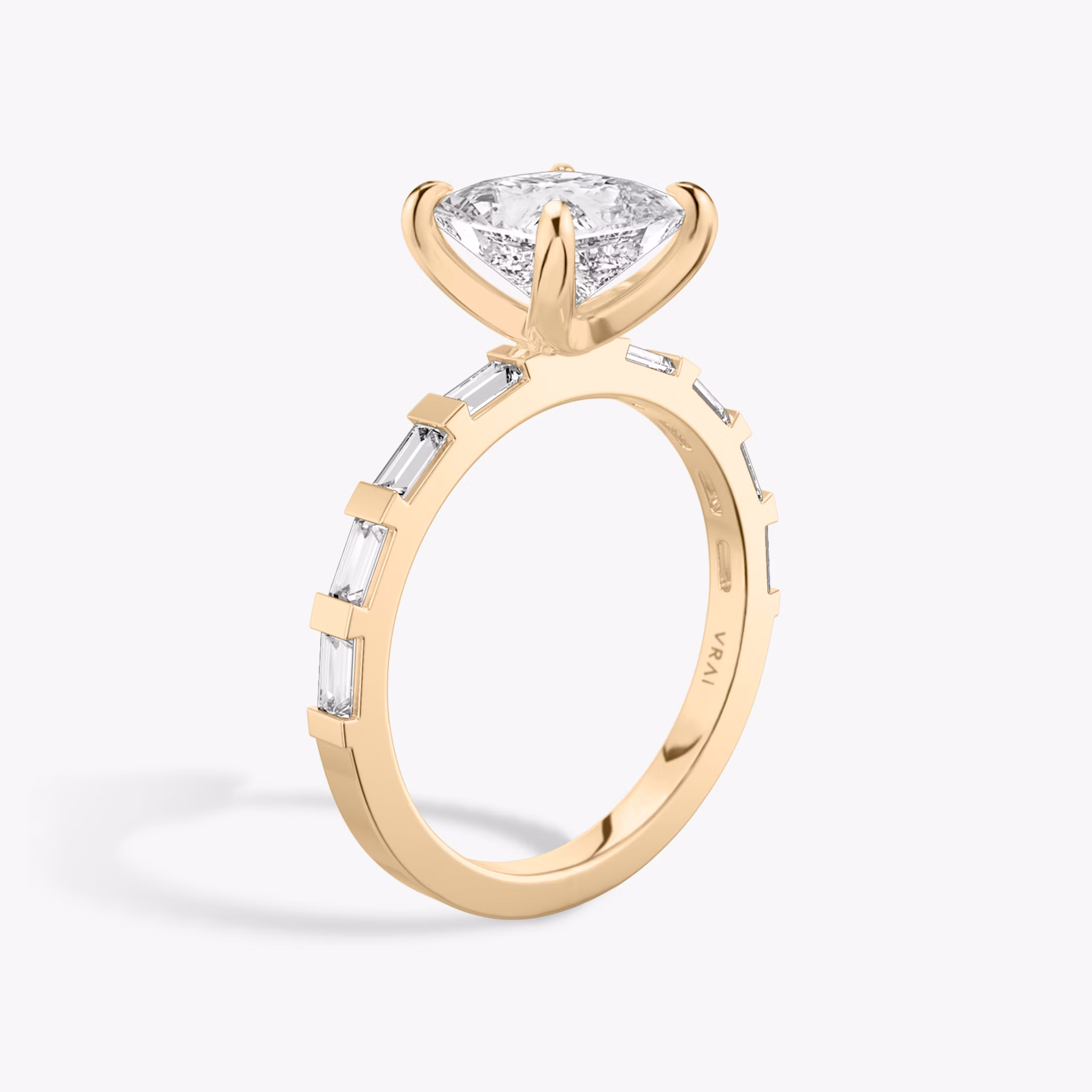 The Baguette Bar | Princess | 14k | Rose Gold | bandAccent: Pavé | diamondOrientation: vertical | caratWeight: other